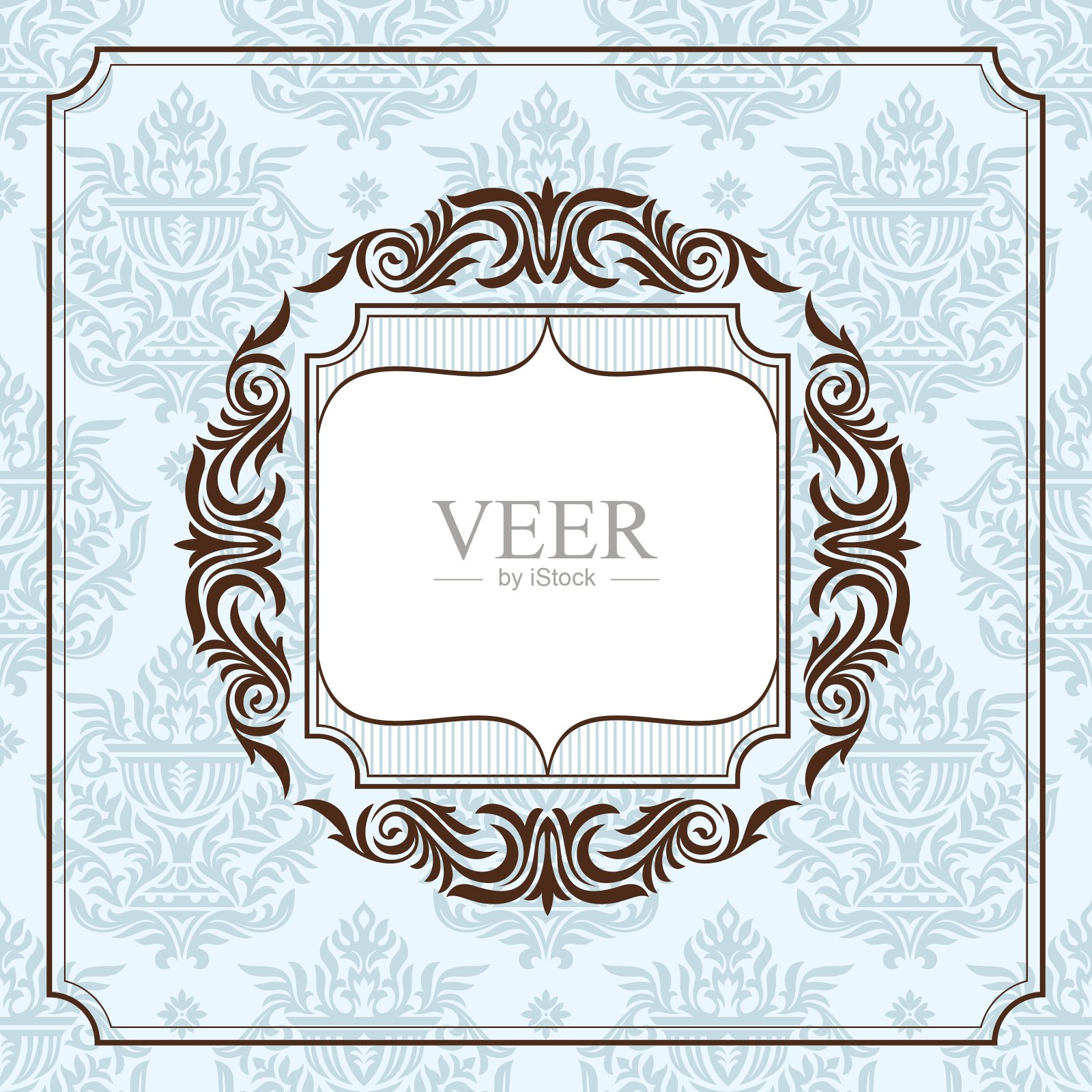 复古花相框插画图片素材