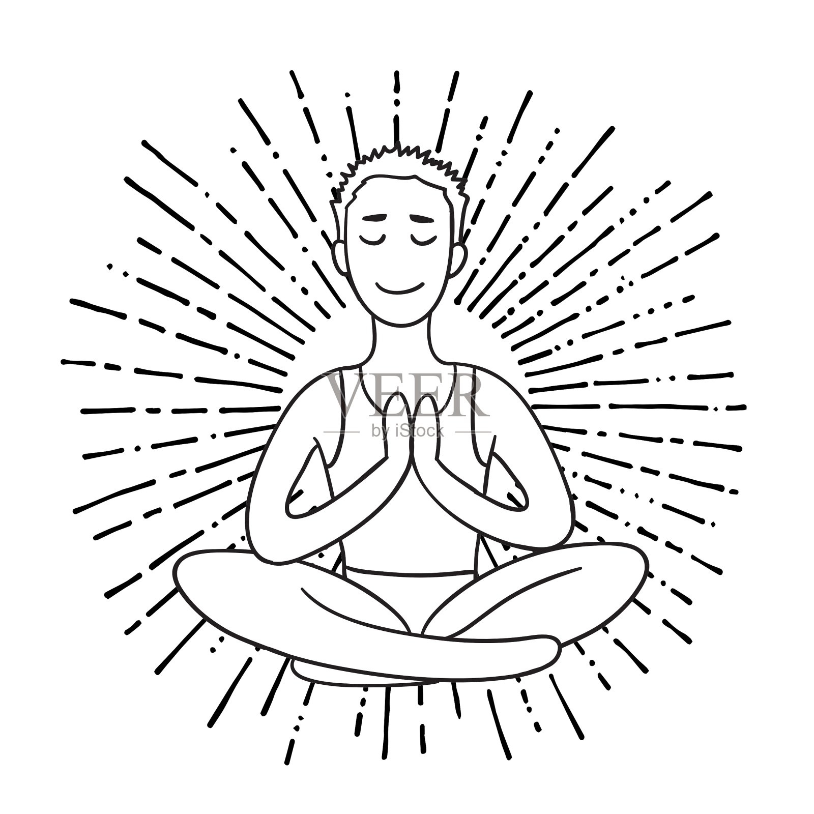 年轻人以直线莲花姿势冥想设计元素图片