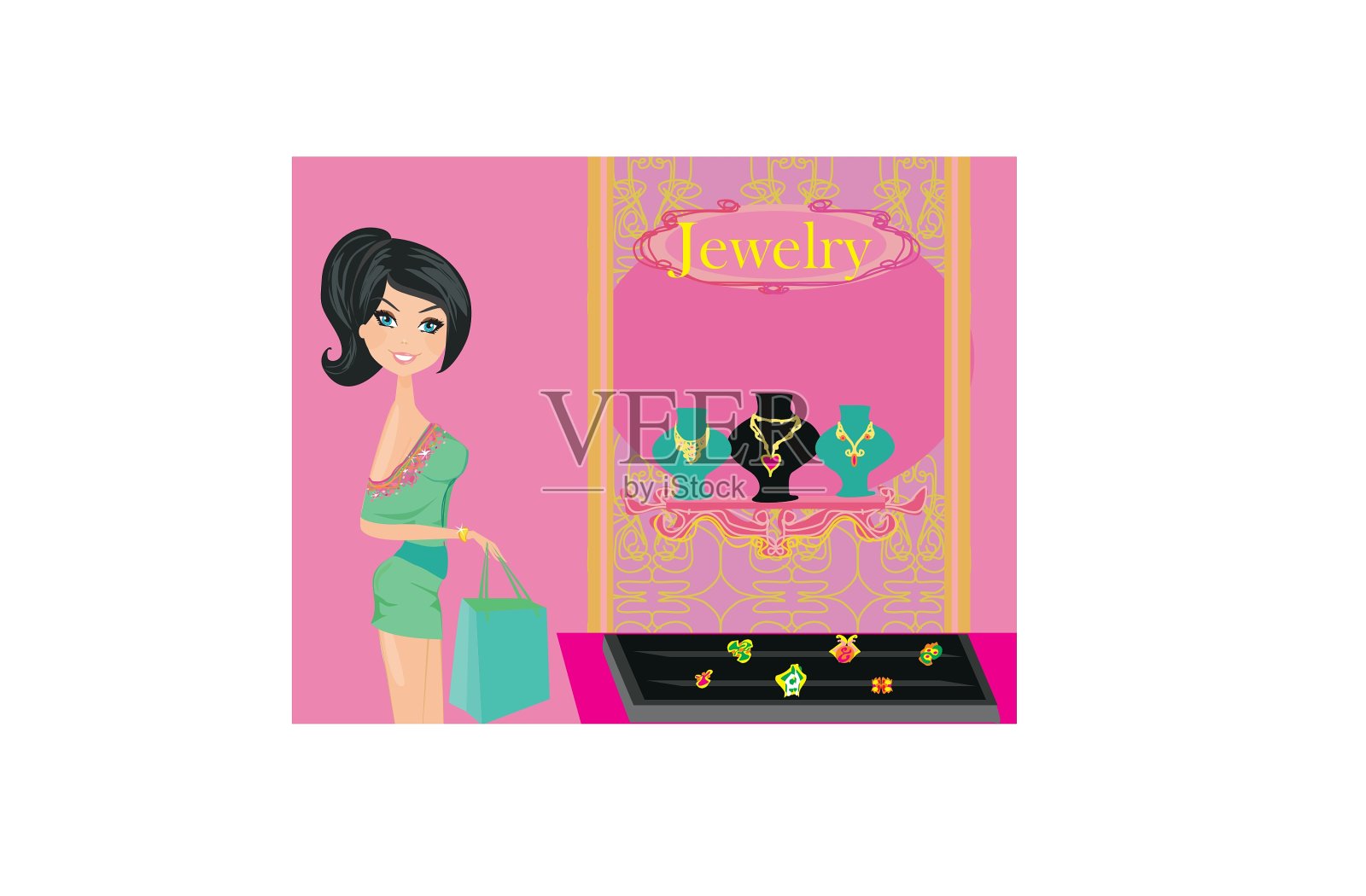 女孩和珠宝设计元素图片