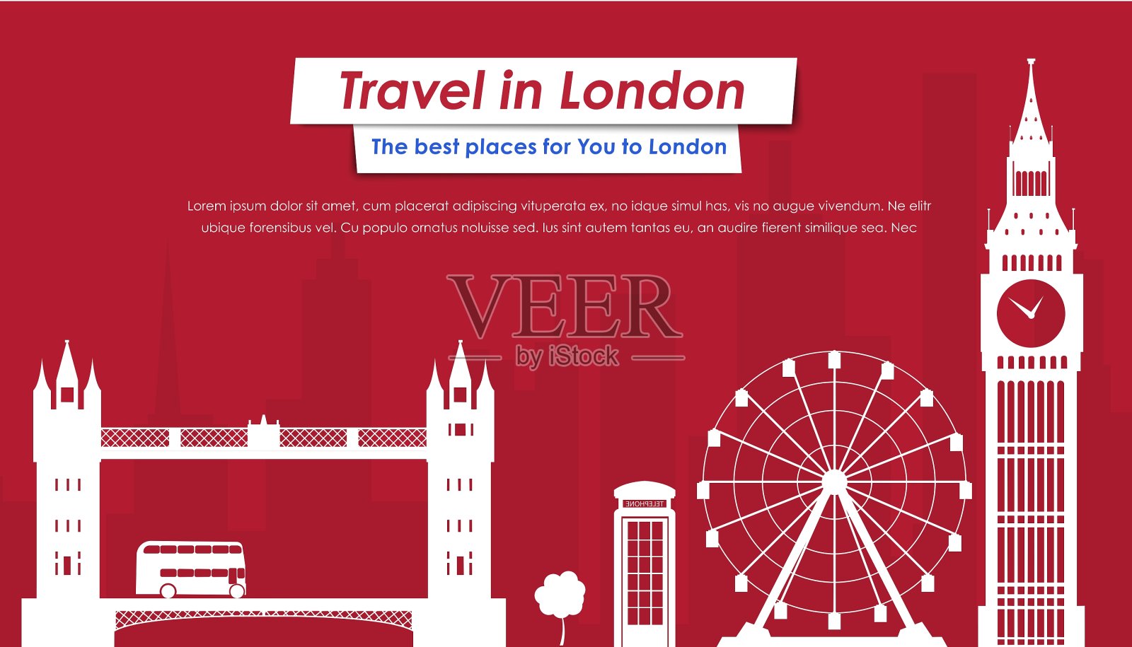 网站标题设计的旅游在伦敦插画图片素材