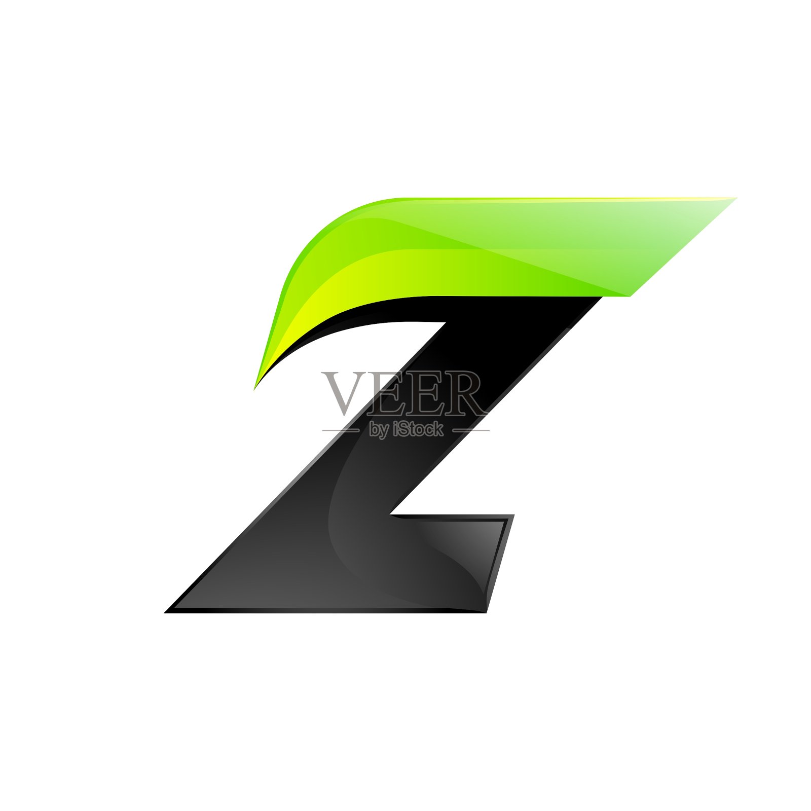 Z字母黑绿标志设计速度快设计元素图片