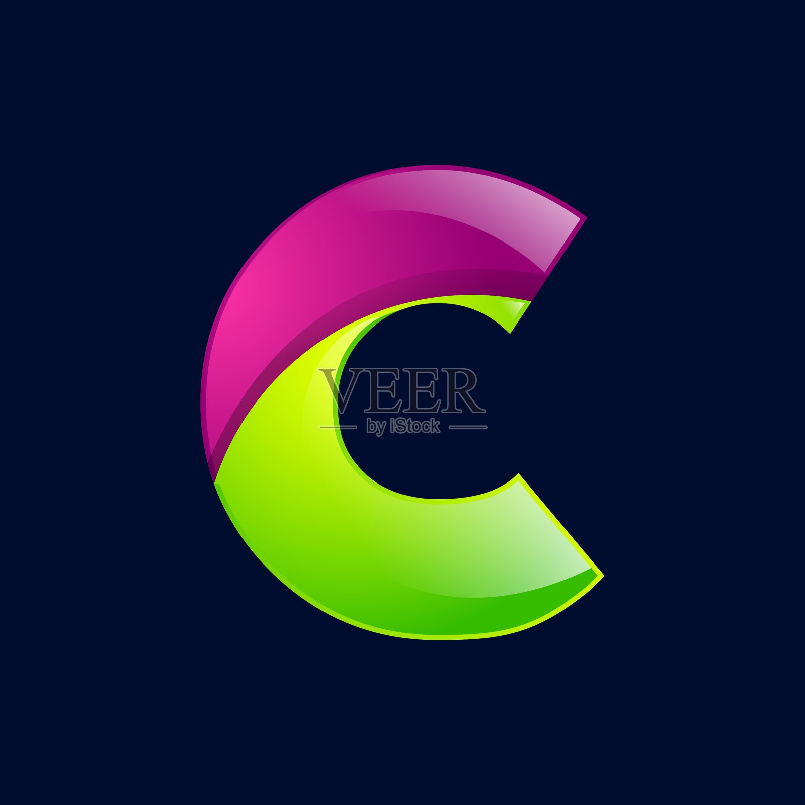 C字母绿色和粉色标志设计模板插画图片素材