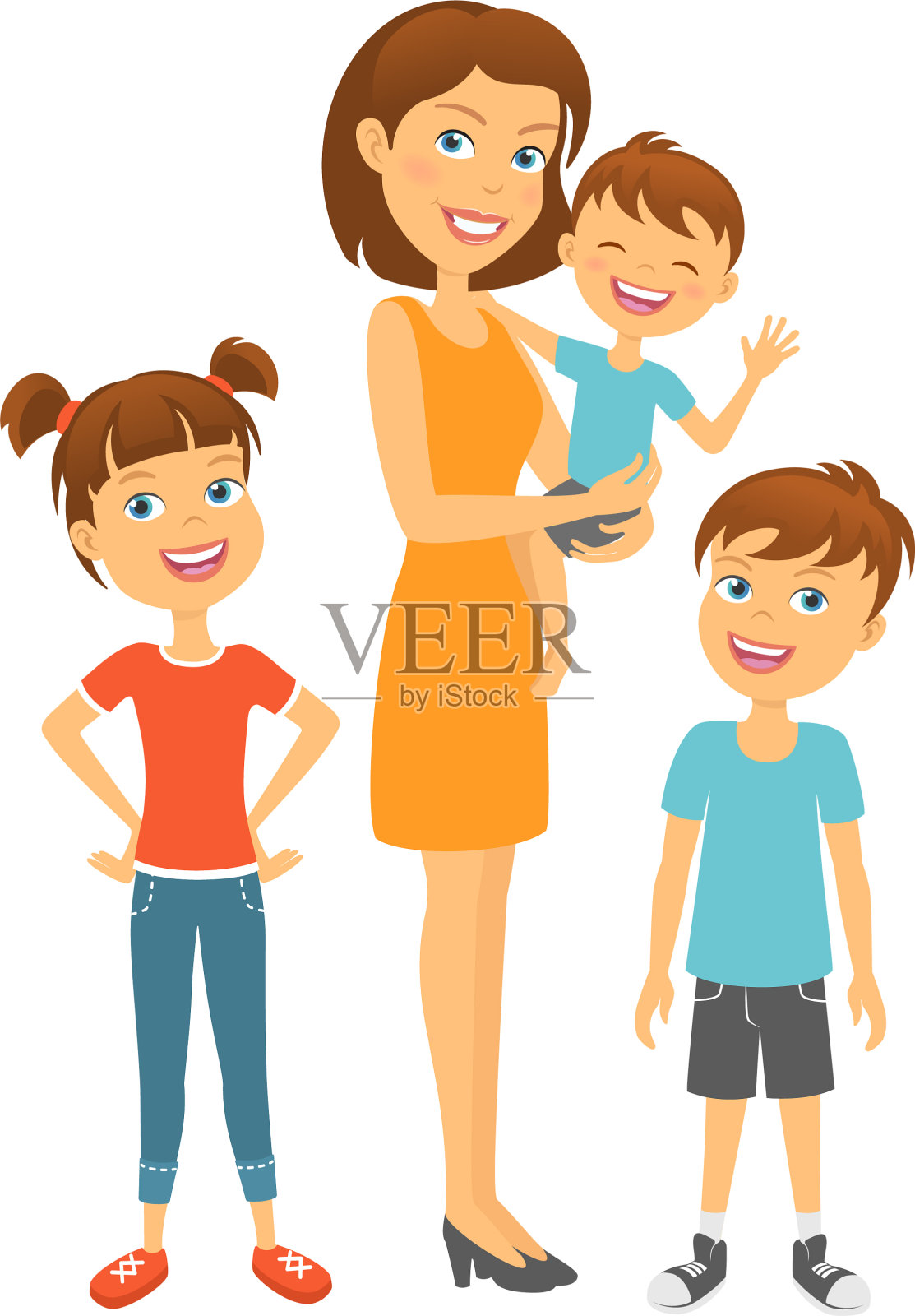 母亲和孩子幸福的家庭母亲和孩子插画图片素材