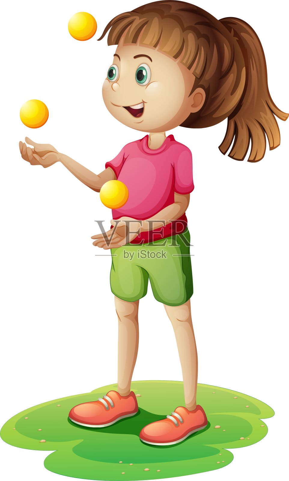 一个可爱的小女孩耍杂耍插画图片素材