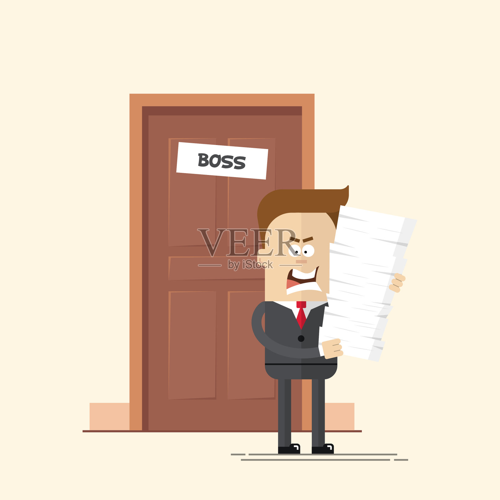 愤怒的商人或经理跟了很多插画图片素材