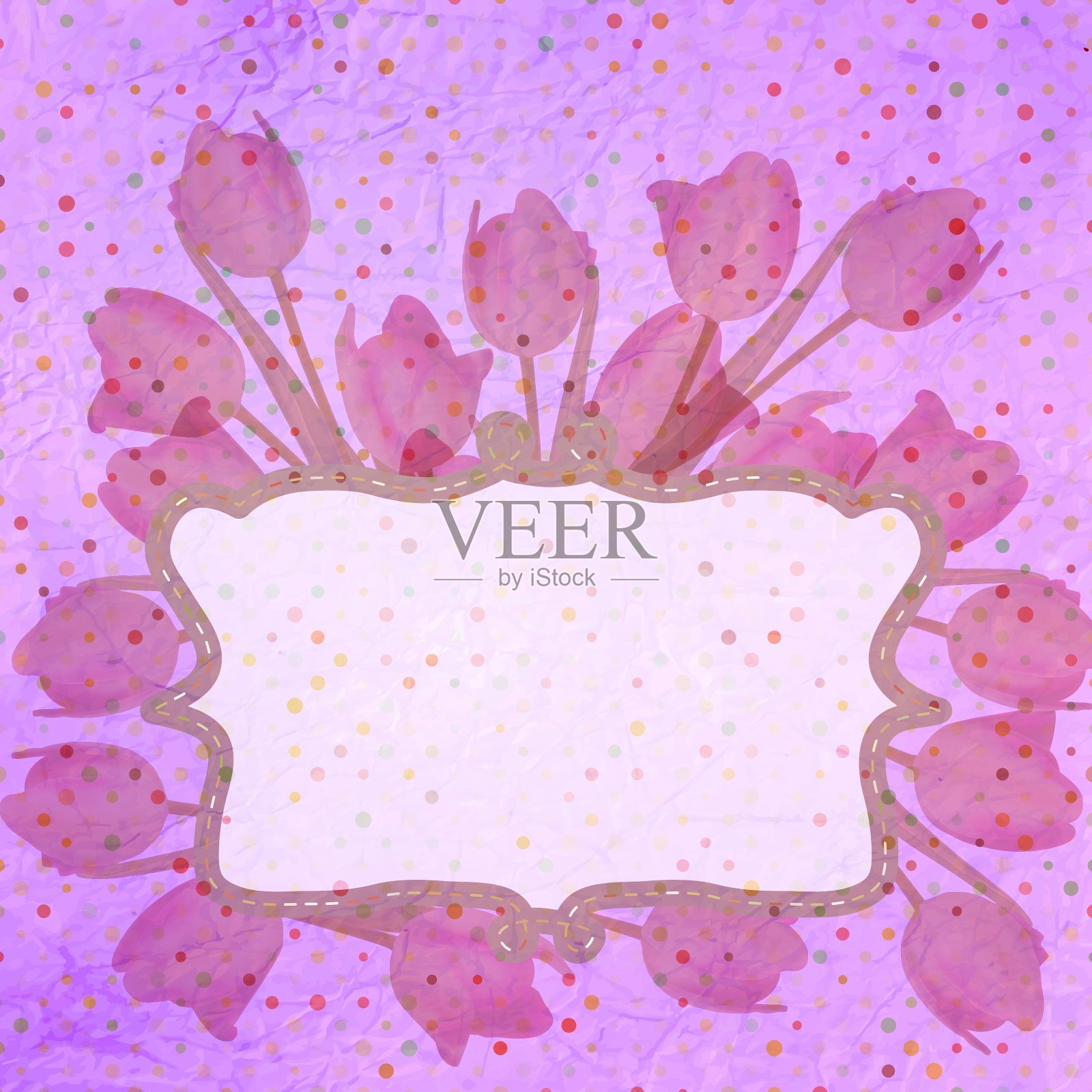 红色郁金香花束和波尔卡点卡EPS 10插画图片素材