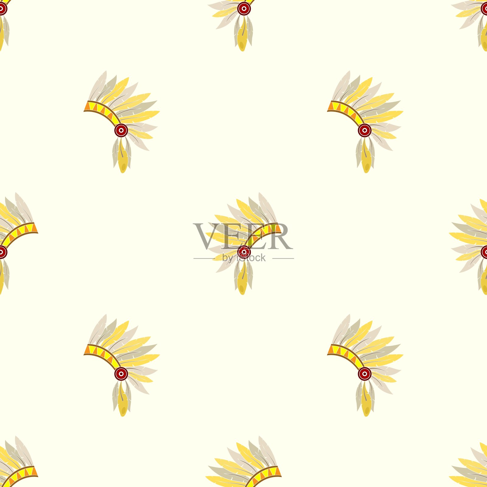 无缝背景与美国印第安图标插画图片素材