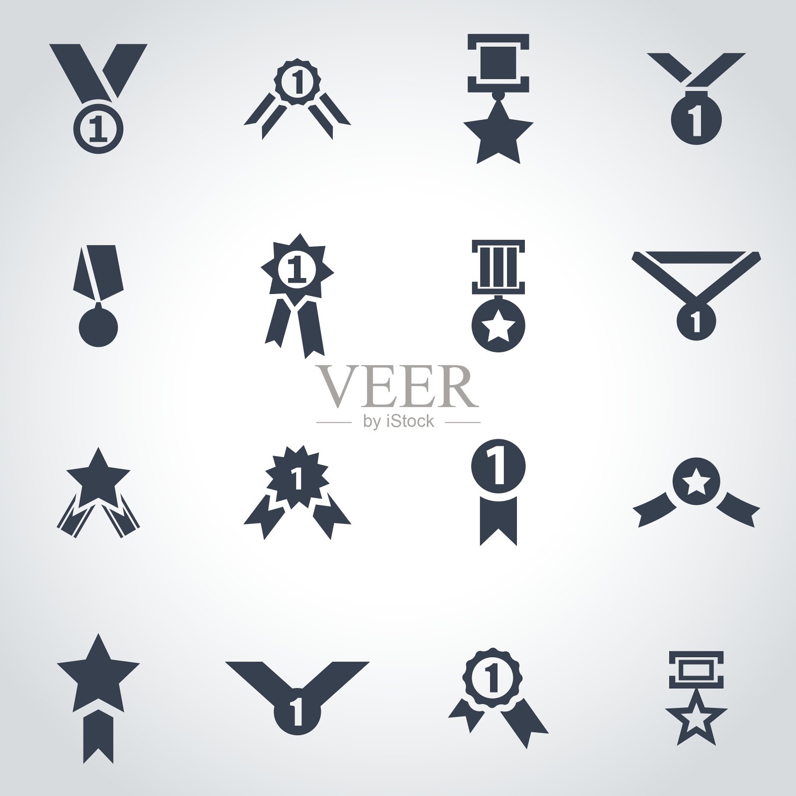 黑色奖励奖章图标集图标素材