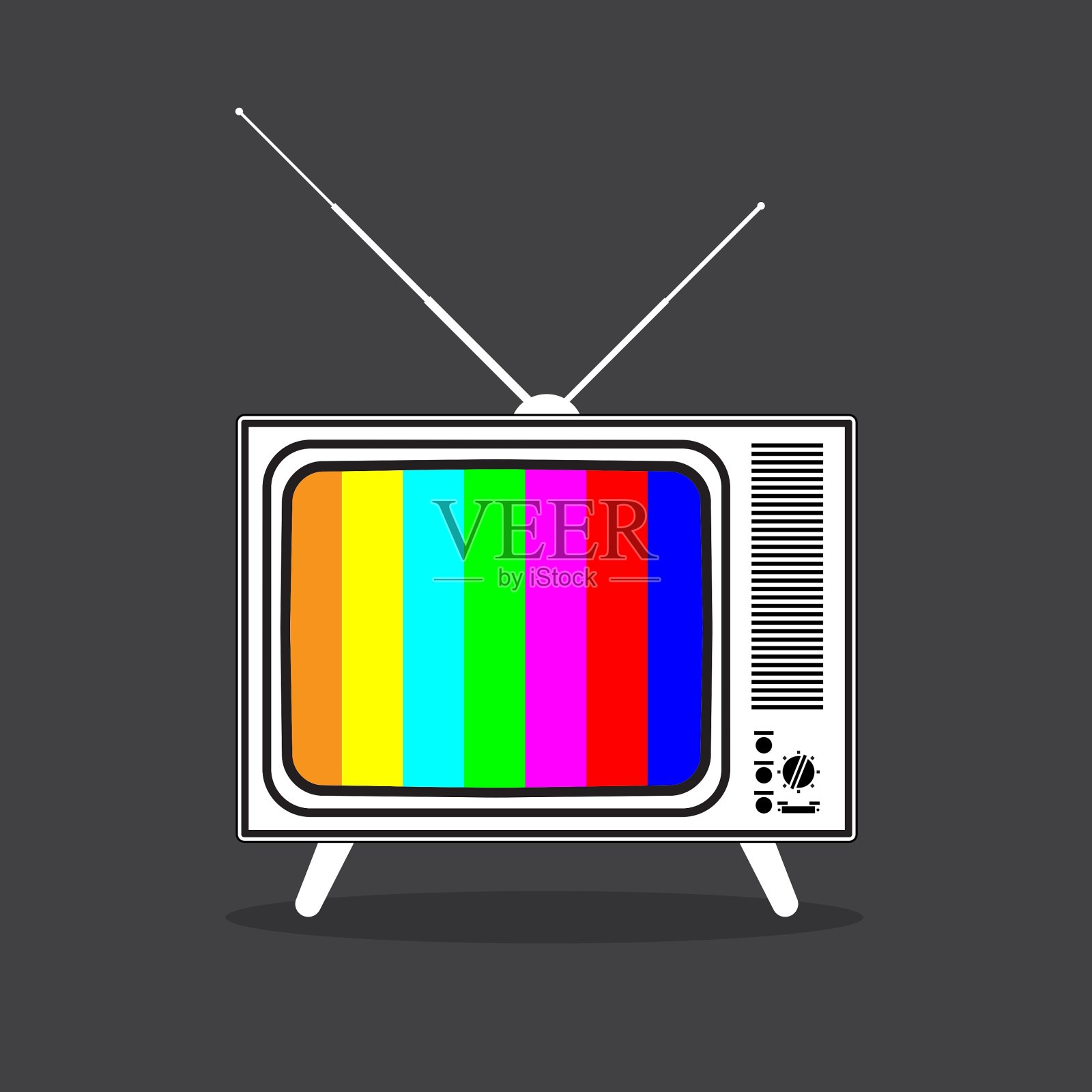 黑白复古电视插画图片素材