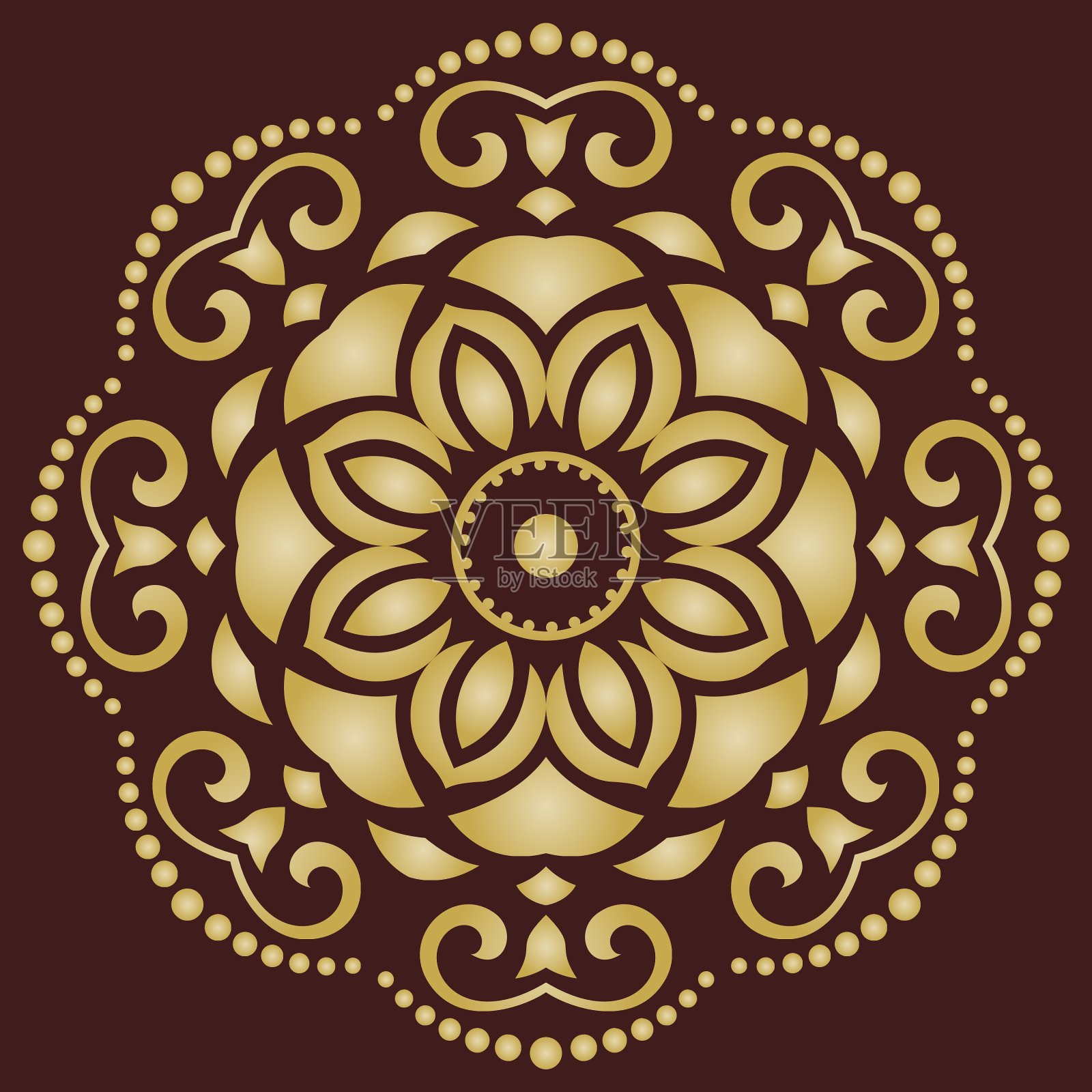 东方图案抽象金饰插画图片素材