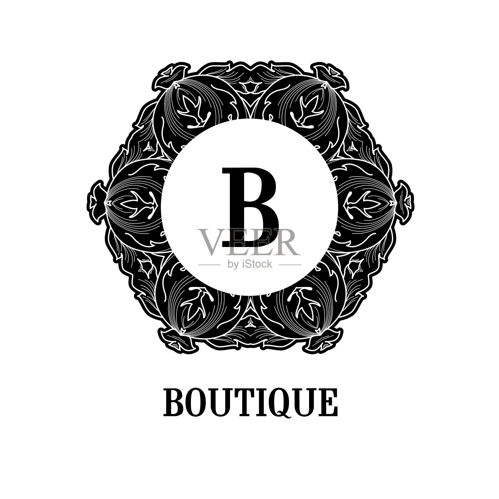 绣字设计，花的轮廓框架或插画图片素材