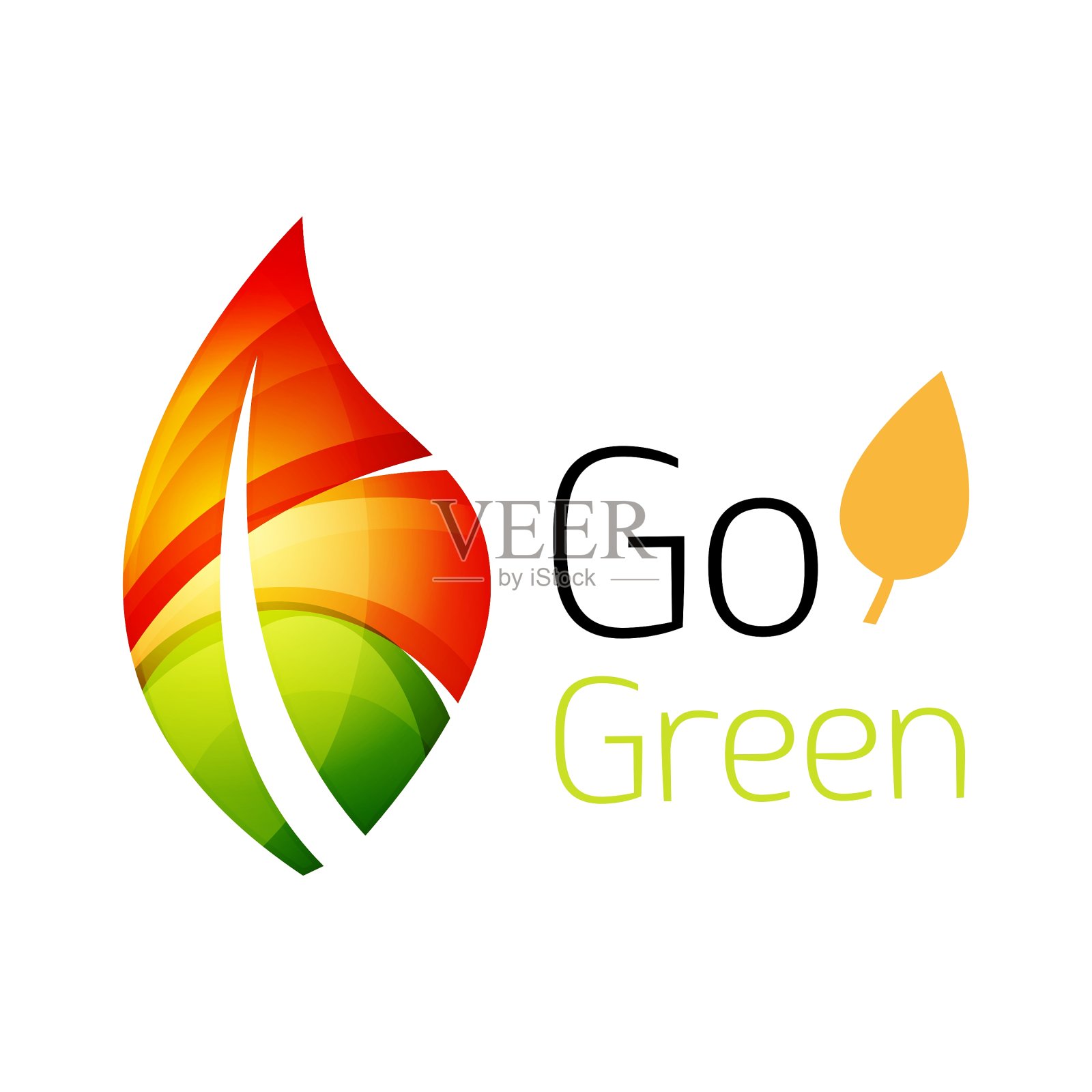 彩色叶子标志几何抽象图标插画图片素材