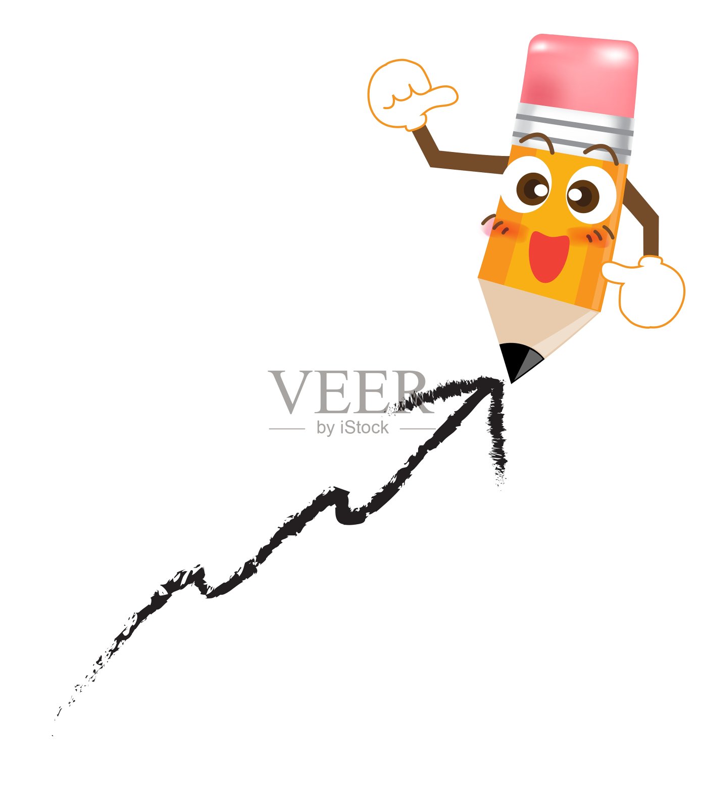 铅笔卡通写成长图设计元素图片