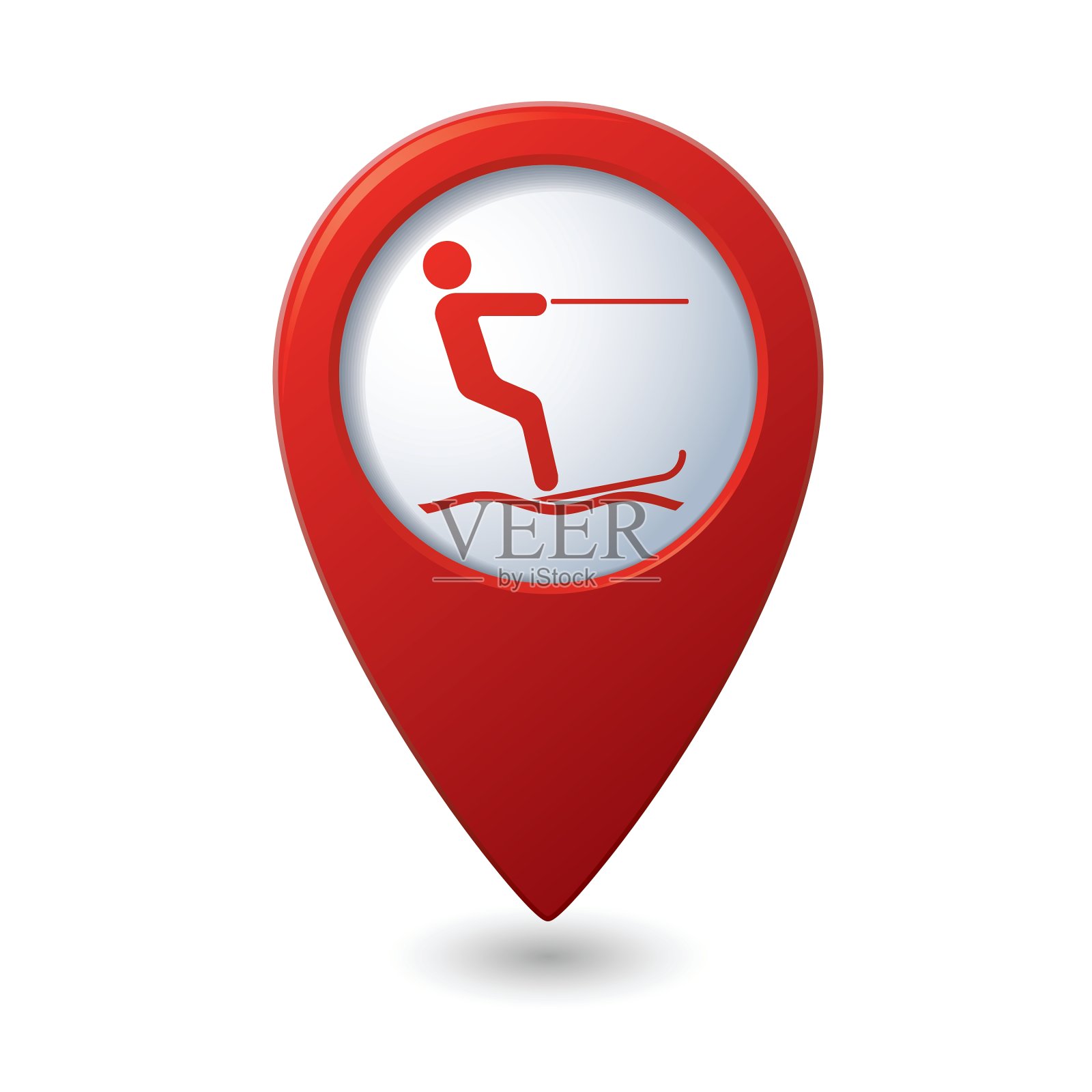 滑水标志标志上的地图指针设计元素图片