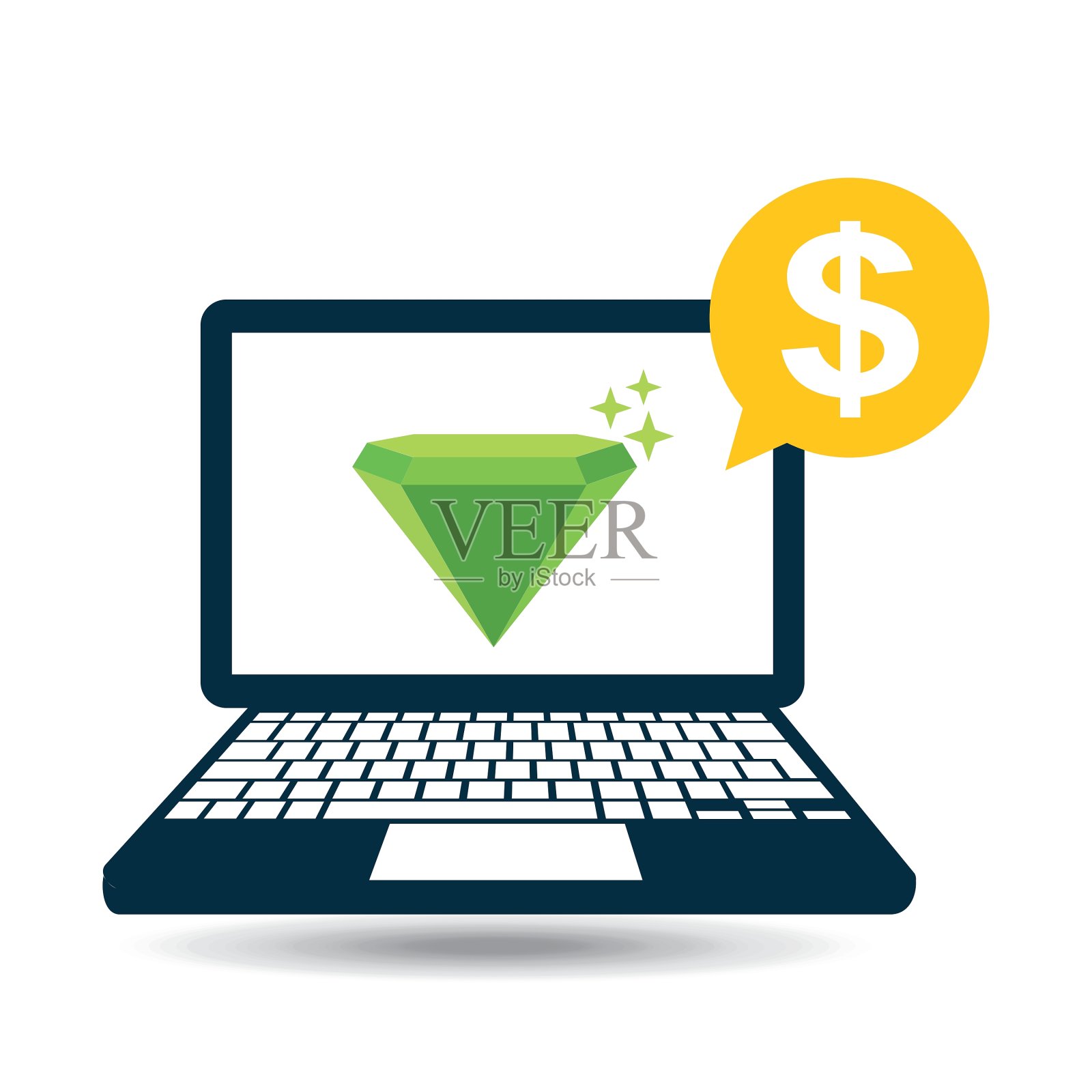 钻石在笔记本电脑图标设计元素图片