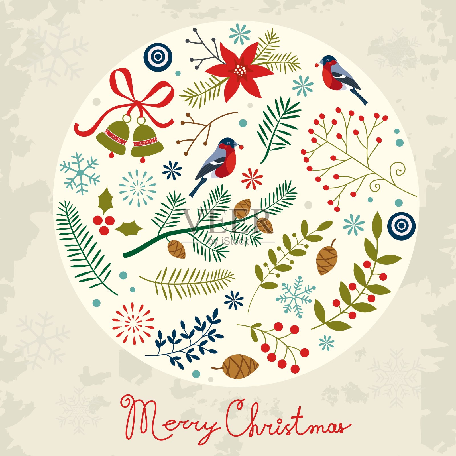 圆的圣诞组成设计模板素材