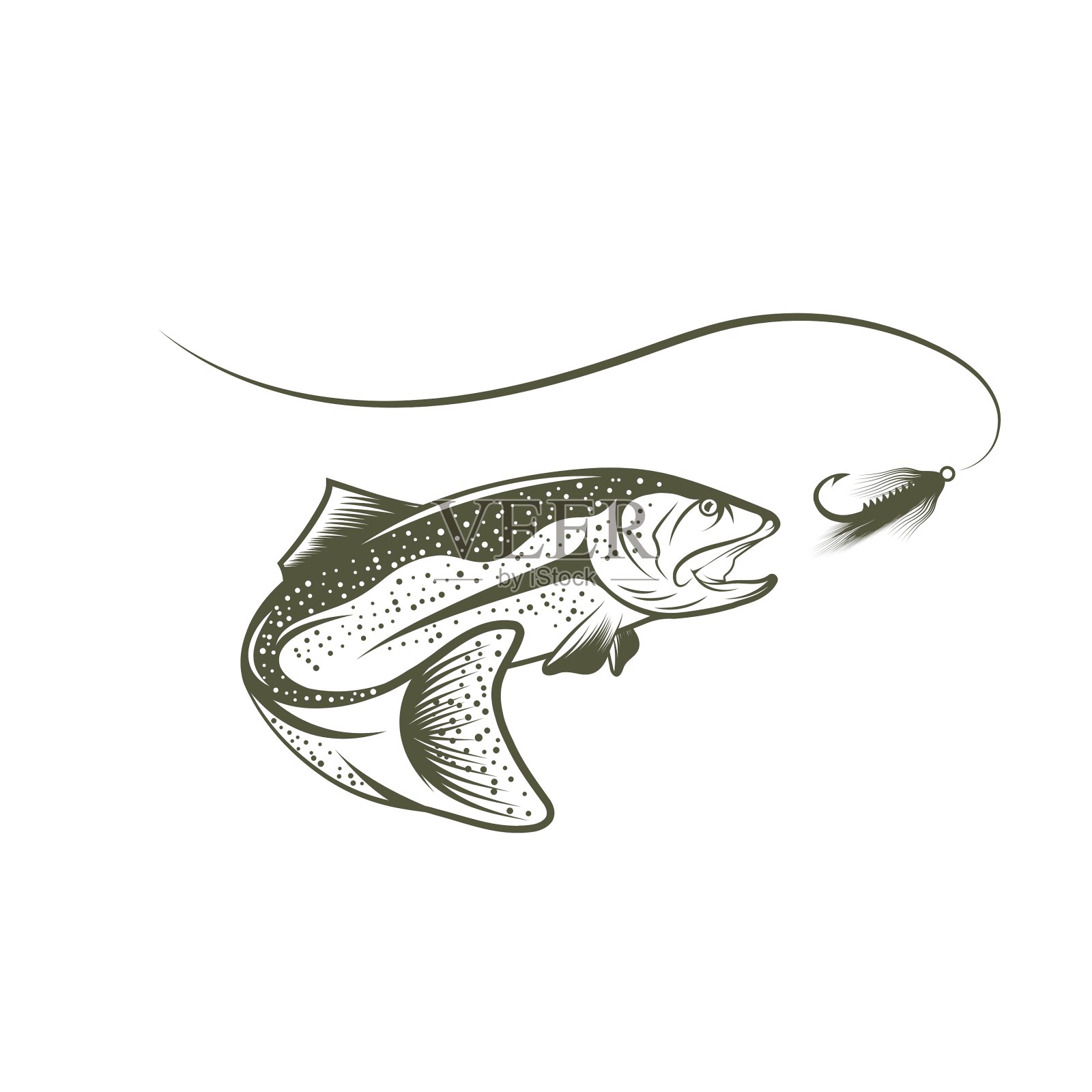 鳟鱼和诱饵设计模板设计元素图片