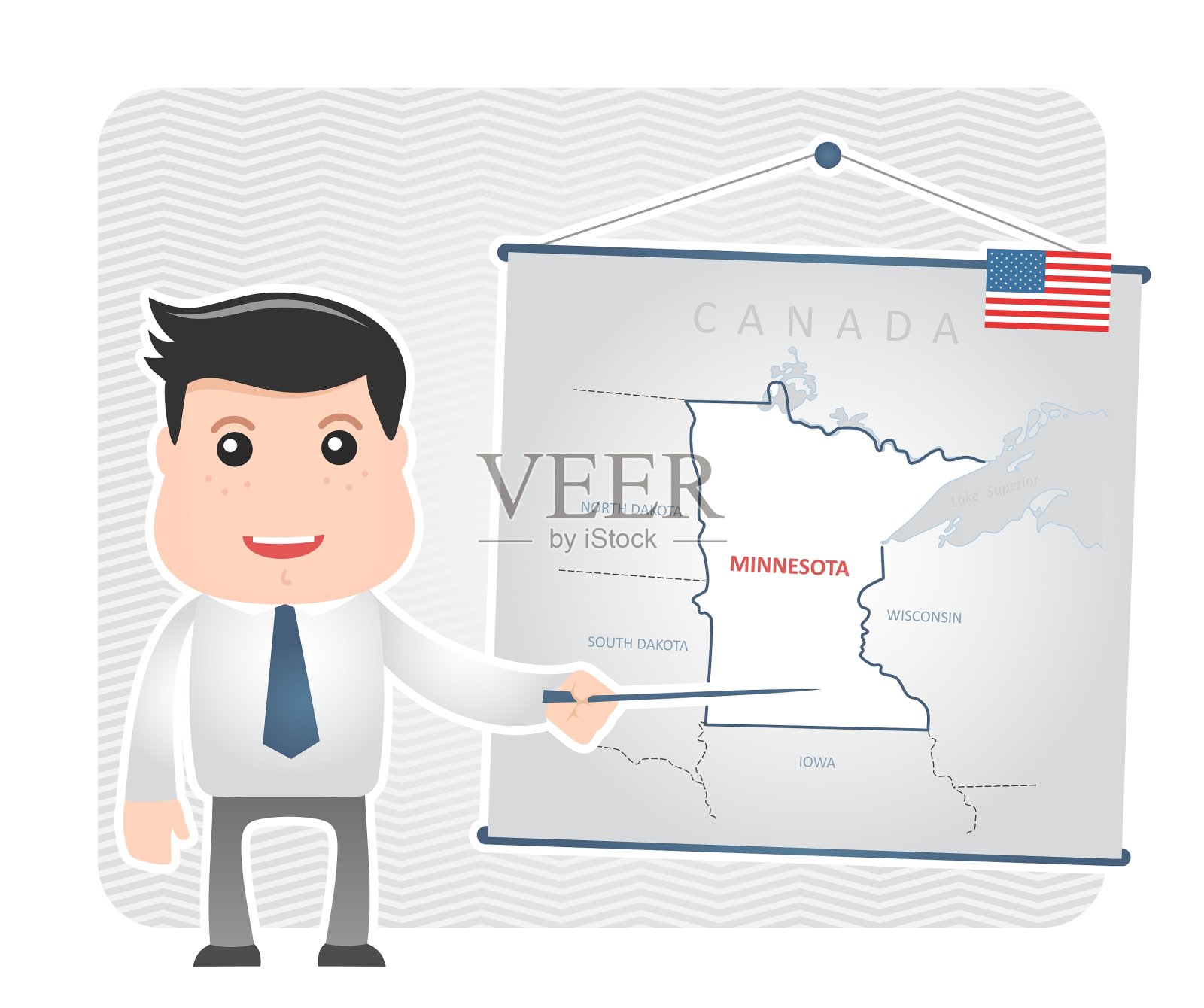 一个拿着指针的人指着明尼苏达州的地图设计元素图片