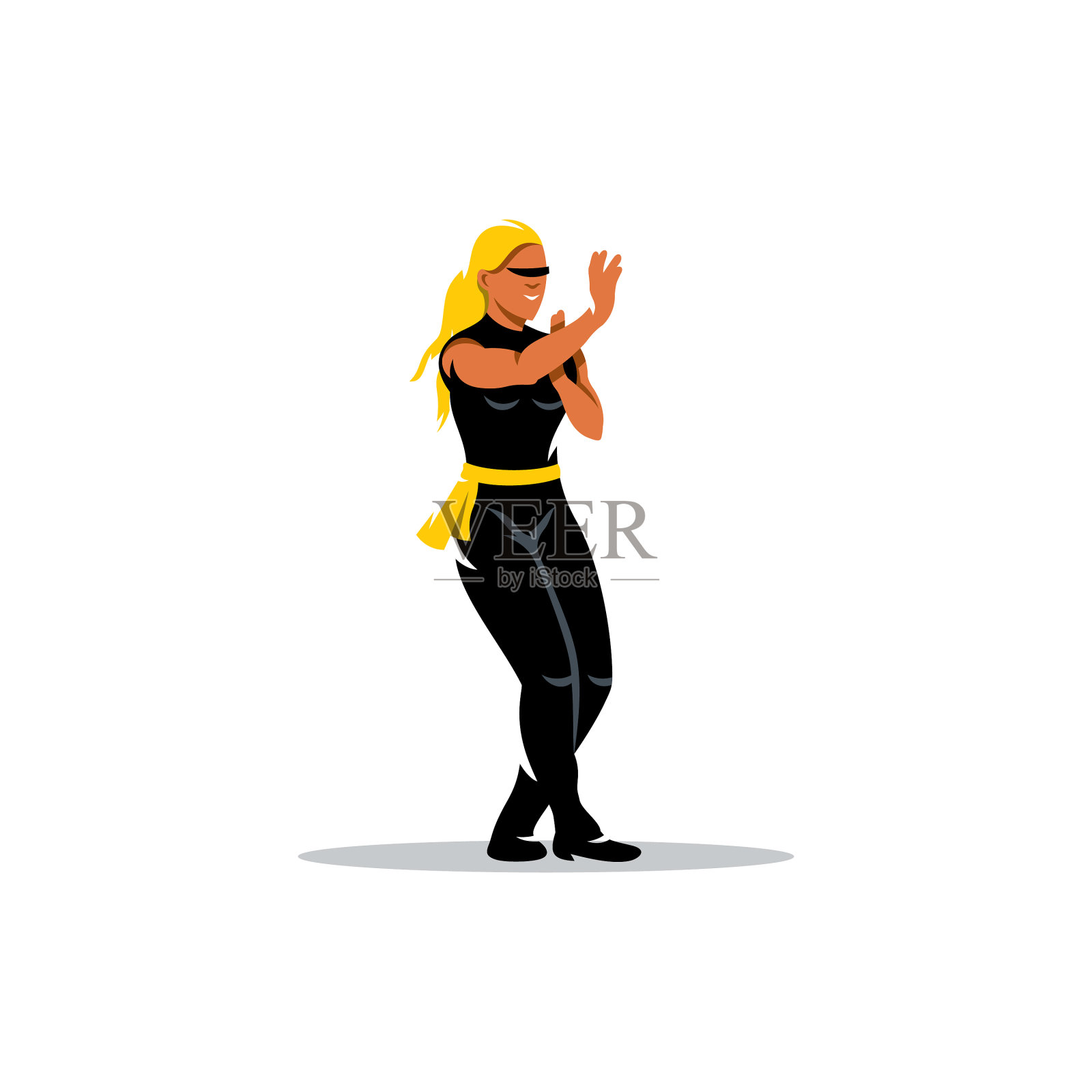 咏春拳女人卡通设计元素图片