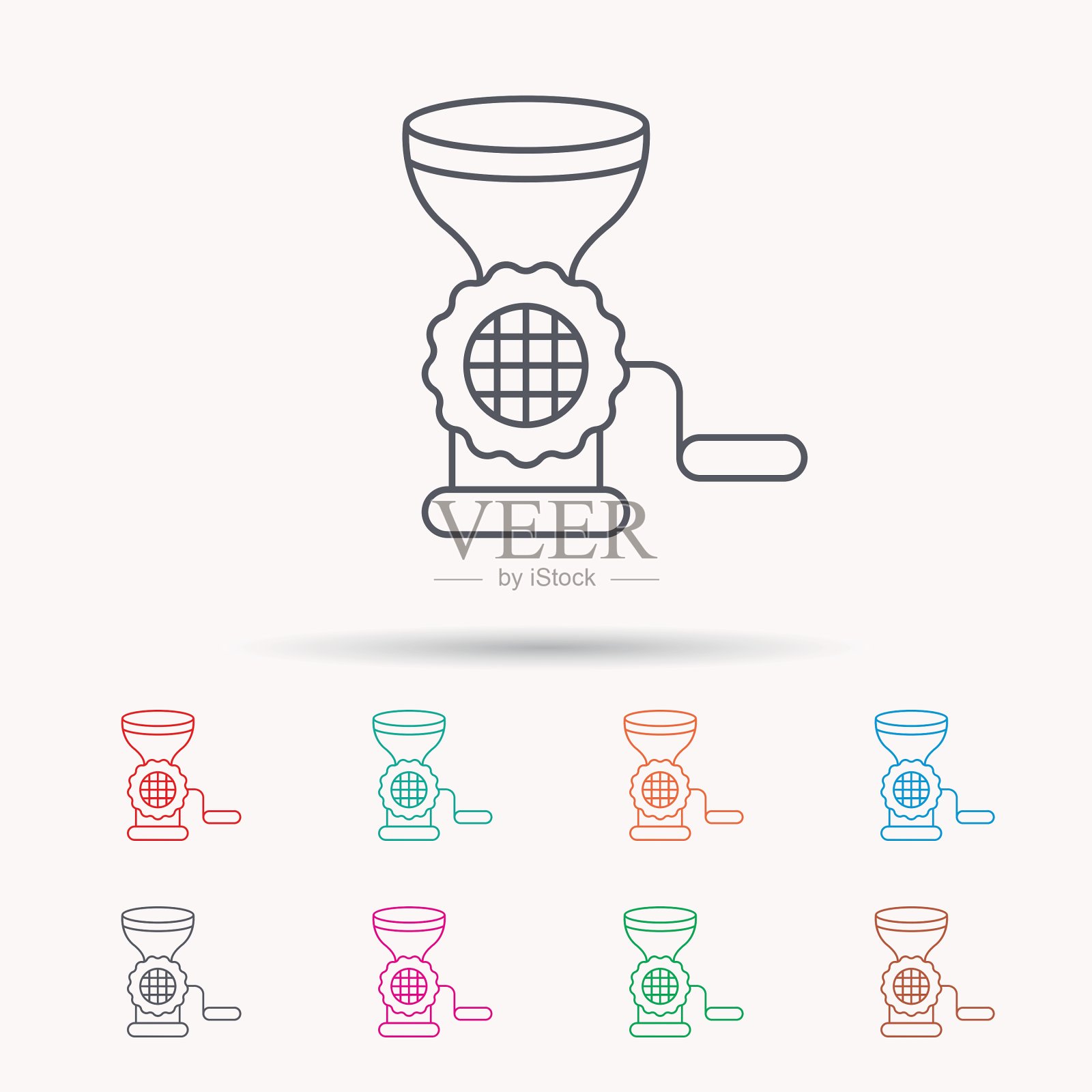 绞肉机图标手动绞肉机标志插画图片素材