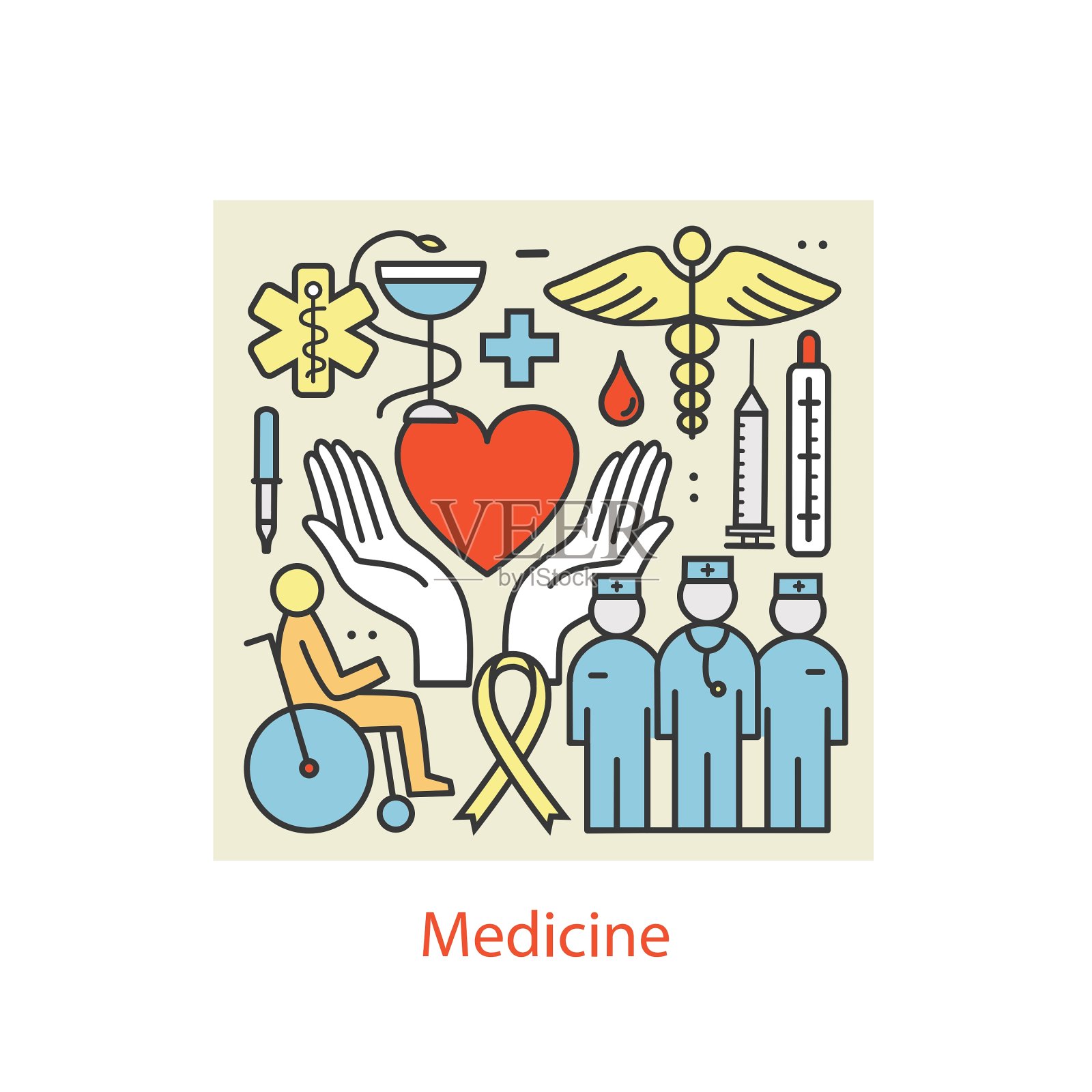 现代色彩细线艺术设计医学和插画图片素材