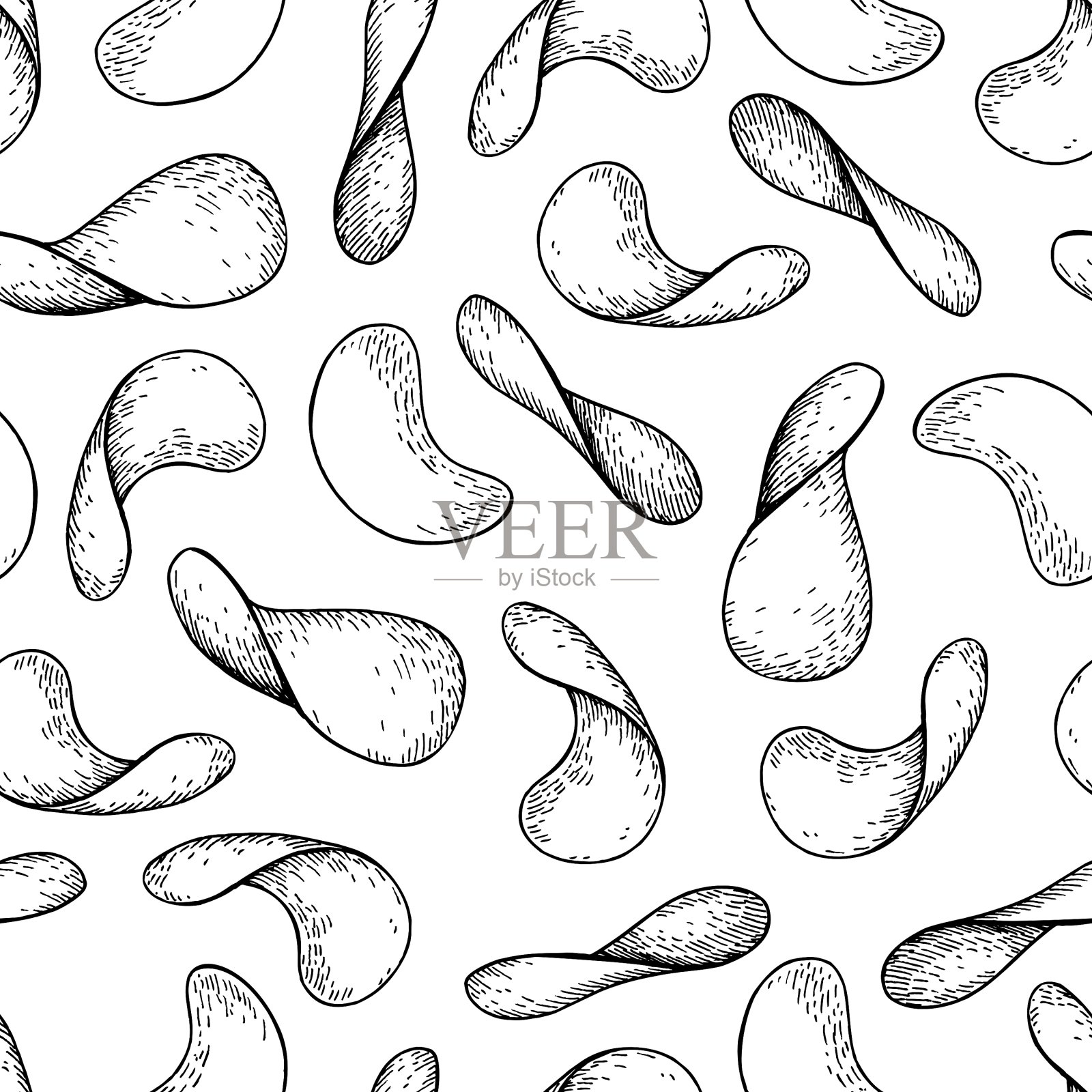 薯片无缝图案手绘插画图片素材