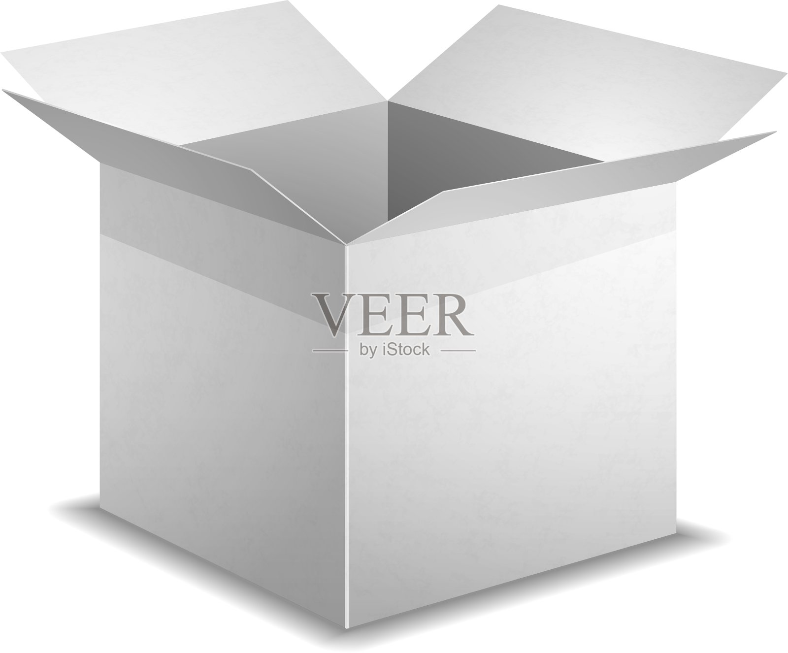 孤立的现实开放的白色盒子与阴影插画图片素材