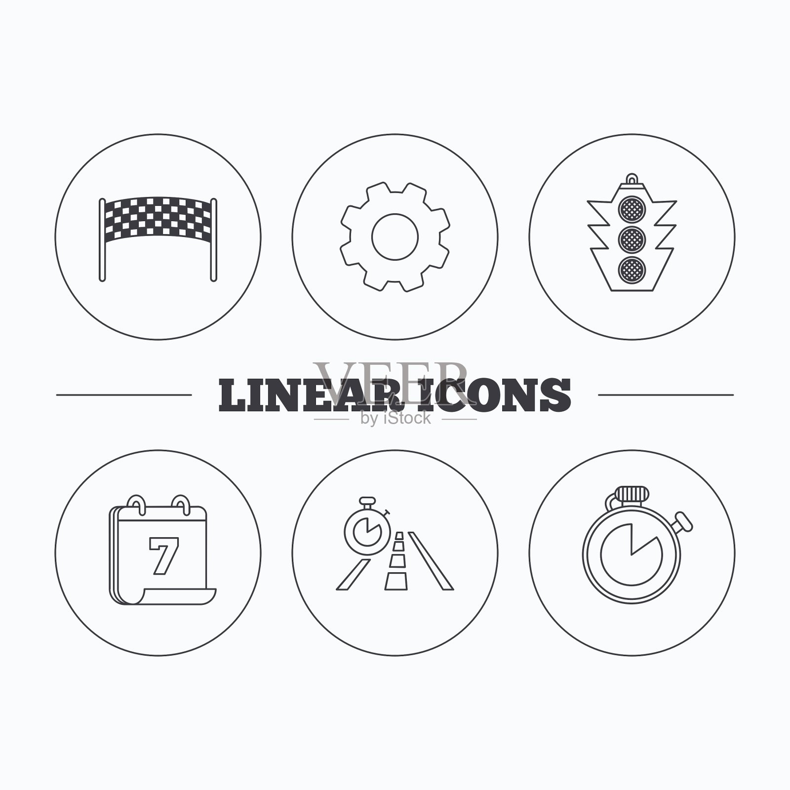 检查站交通灯和计时器图标图标素材