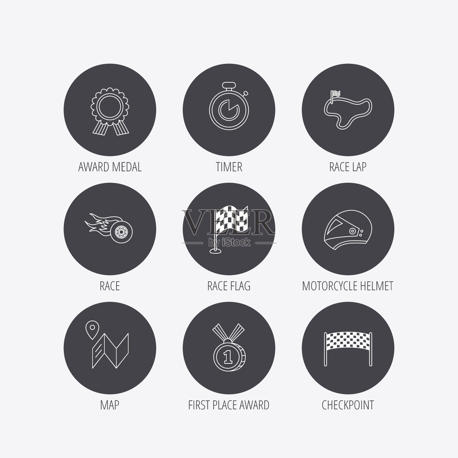 比赛旗帜和速度图标冠军奖牌标志插画图片素材