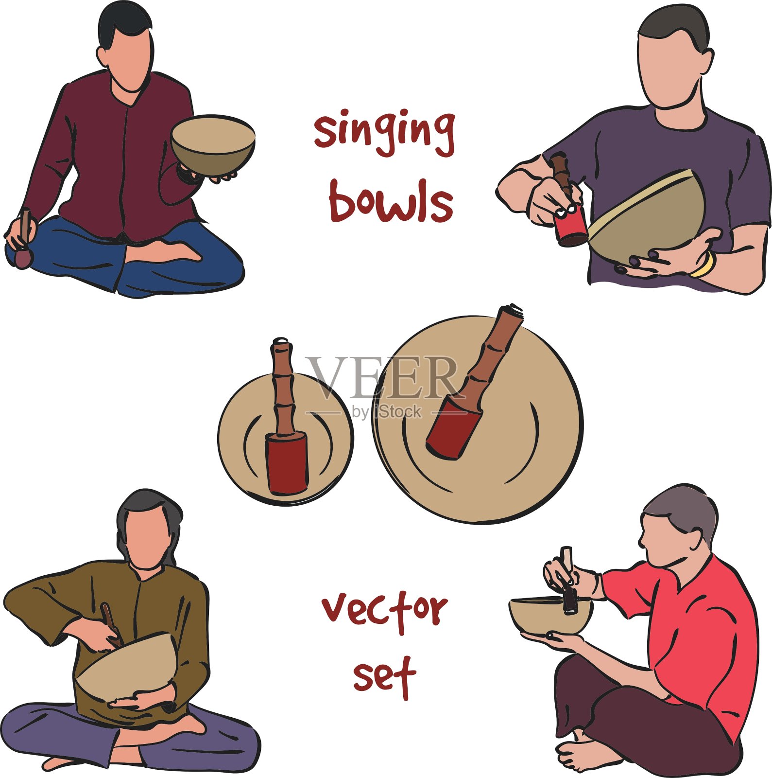 唱歌碗音乐家套装插画图片素材