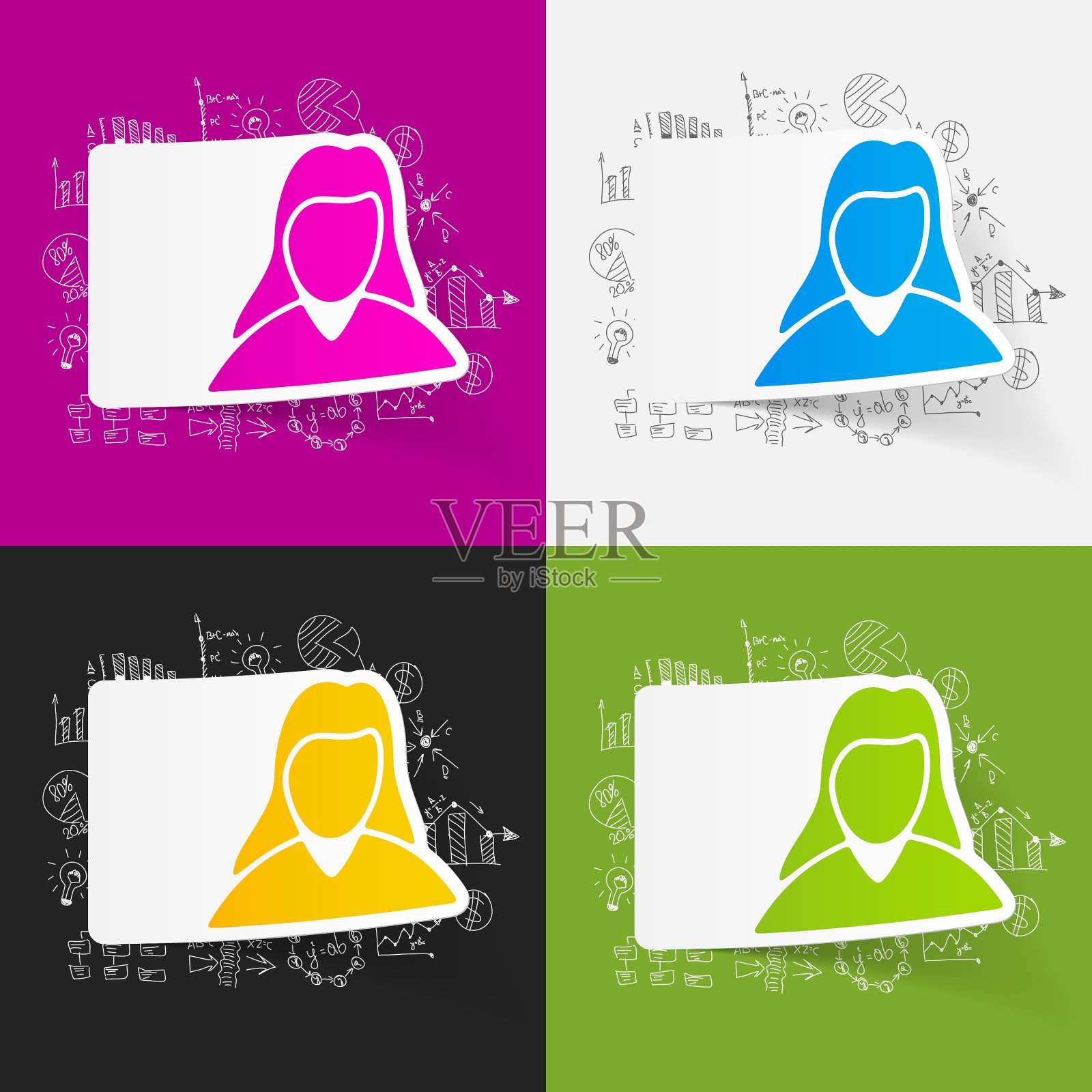 绘制商业公式女人插画图片素材