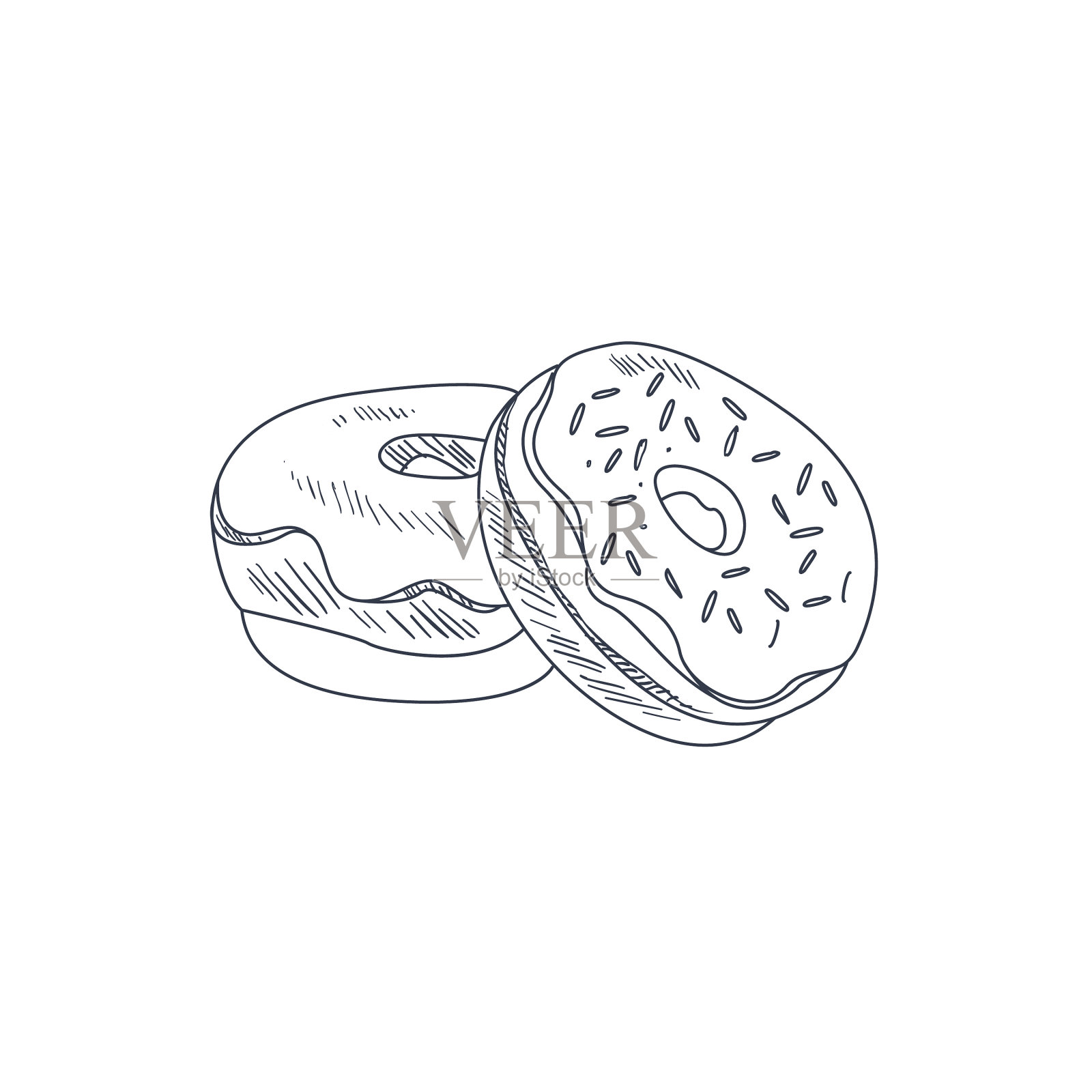 甜甜圈手绘草图设计元素图片