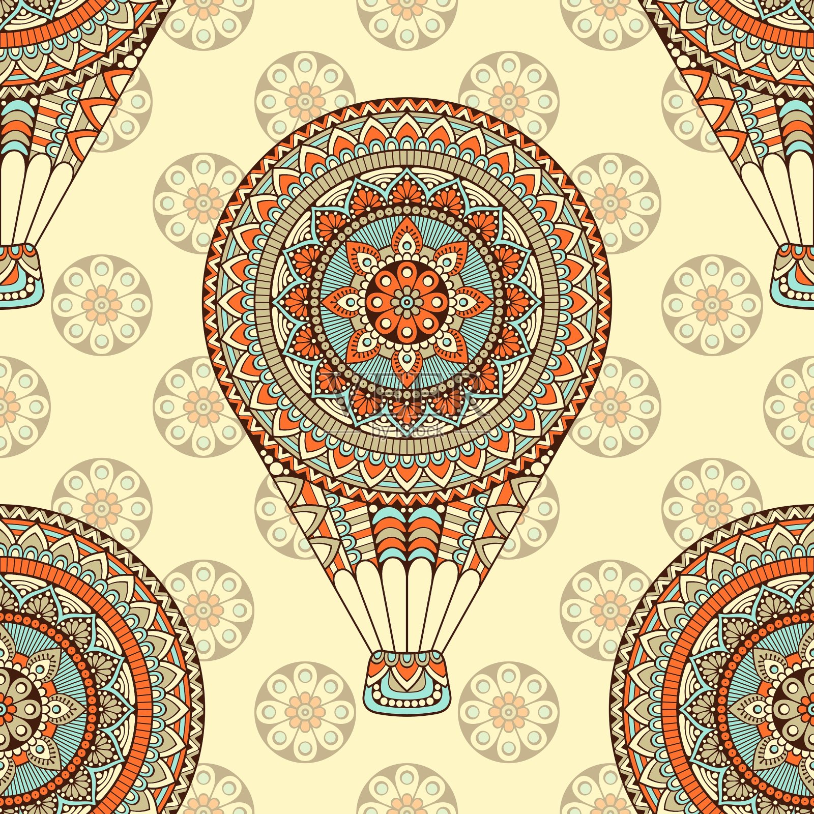 民族花卉无缝图案插画图片素材