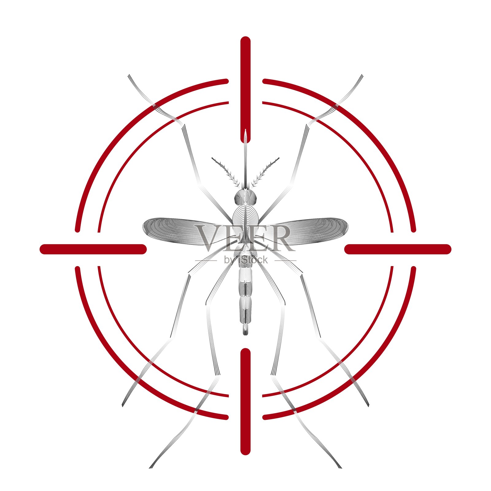 热蚊种伊蚊在红色目标设计元素图片