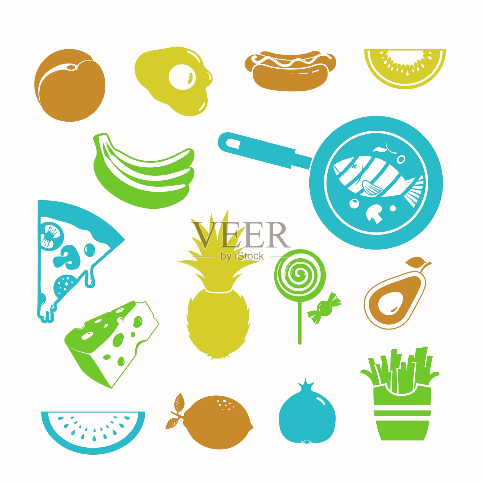 食物黑色图标组图标素材