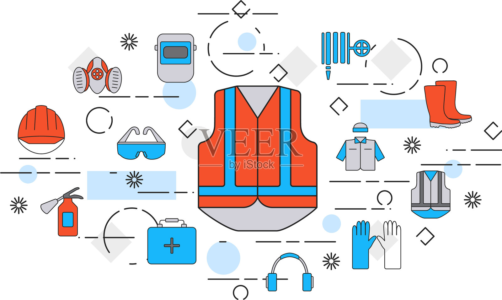 细线平设计安全工作横幅设计元素图片