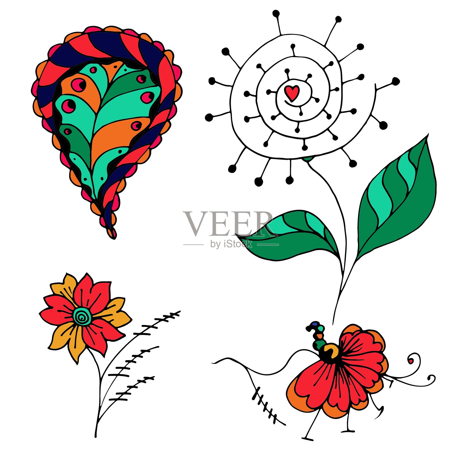 粗略的花插画图片素材