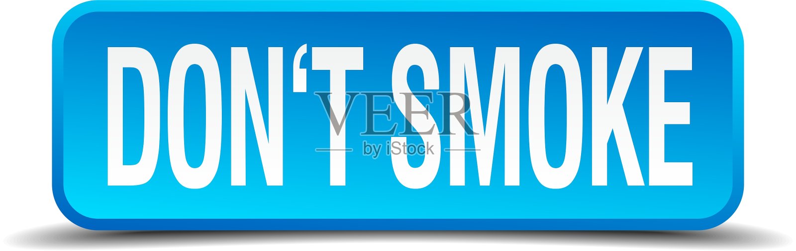 不要吸烟蓝色3d逼真的正方形孤立插画图片素材