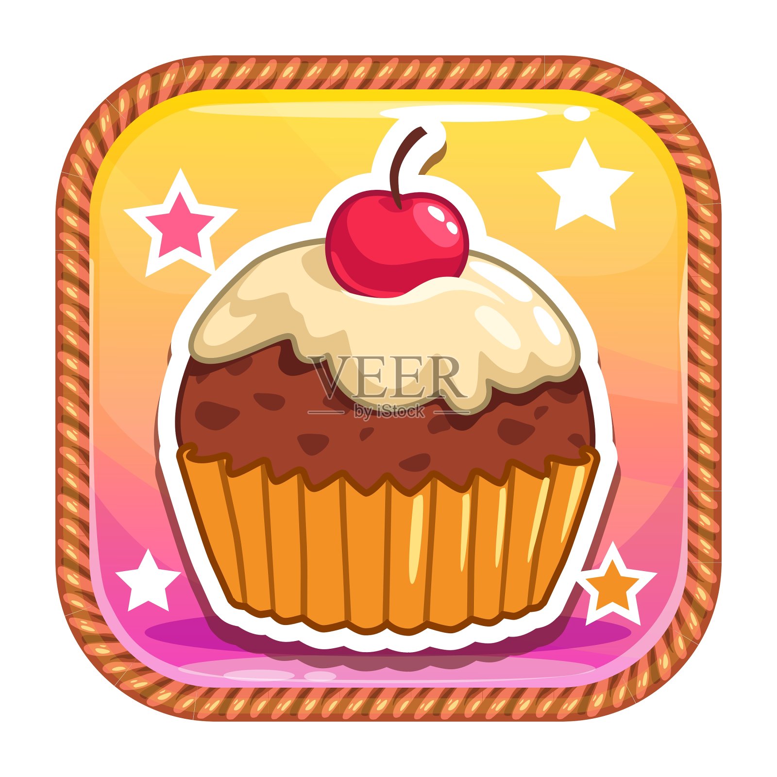 可爱甜蜜的卡通纸杯蛋糕的应用图标设计元素图片