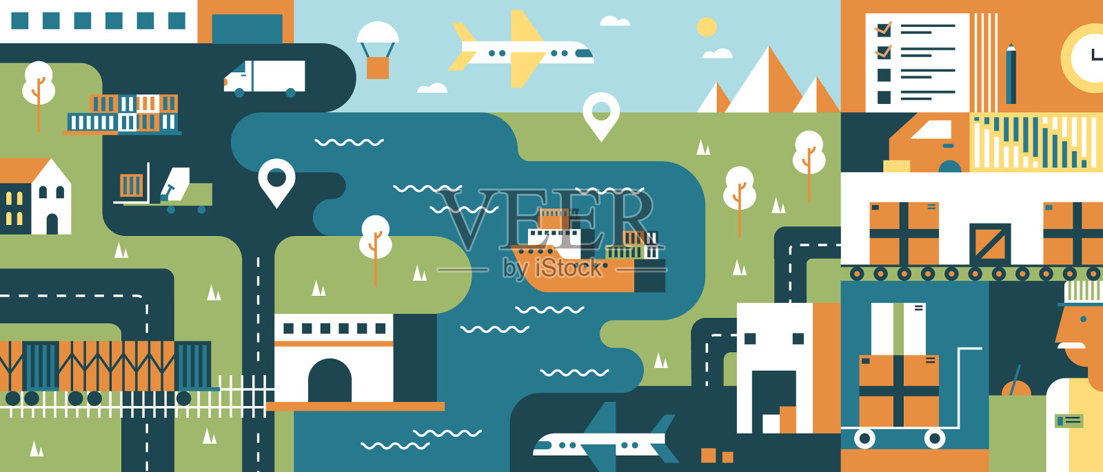 运输物流背景平台插画图片素材