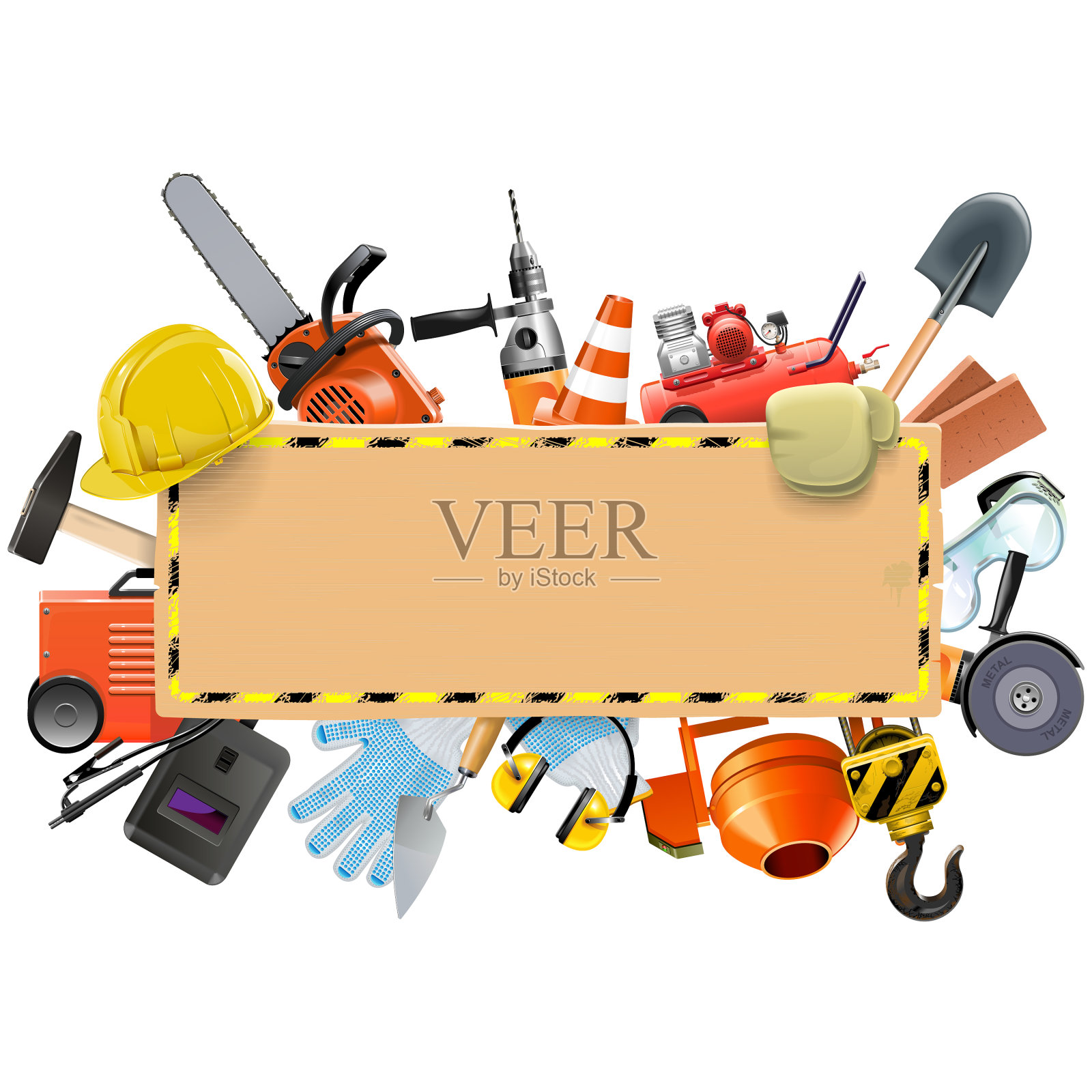 带工具的施工板设计元素图片