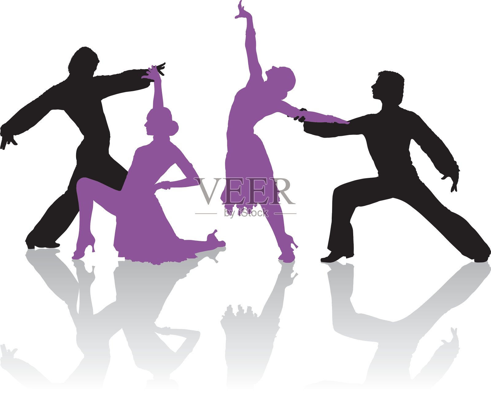 交谊舞的剪影插画图片素材