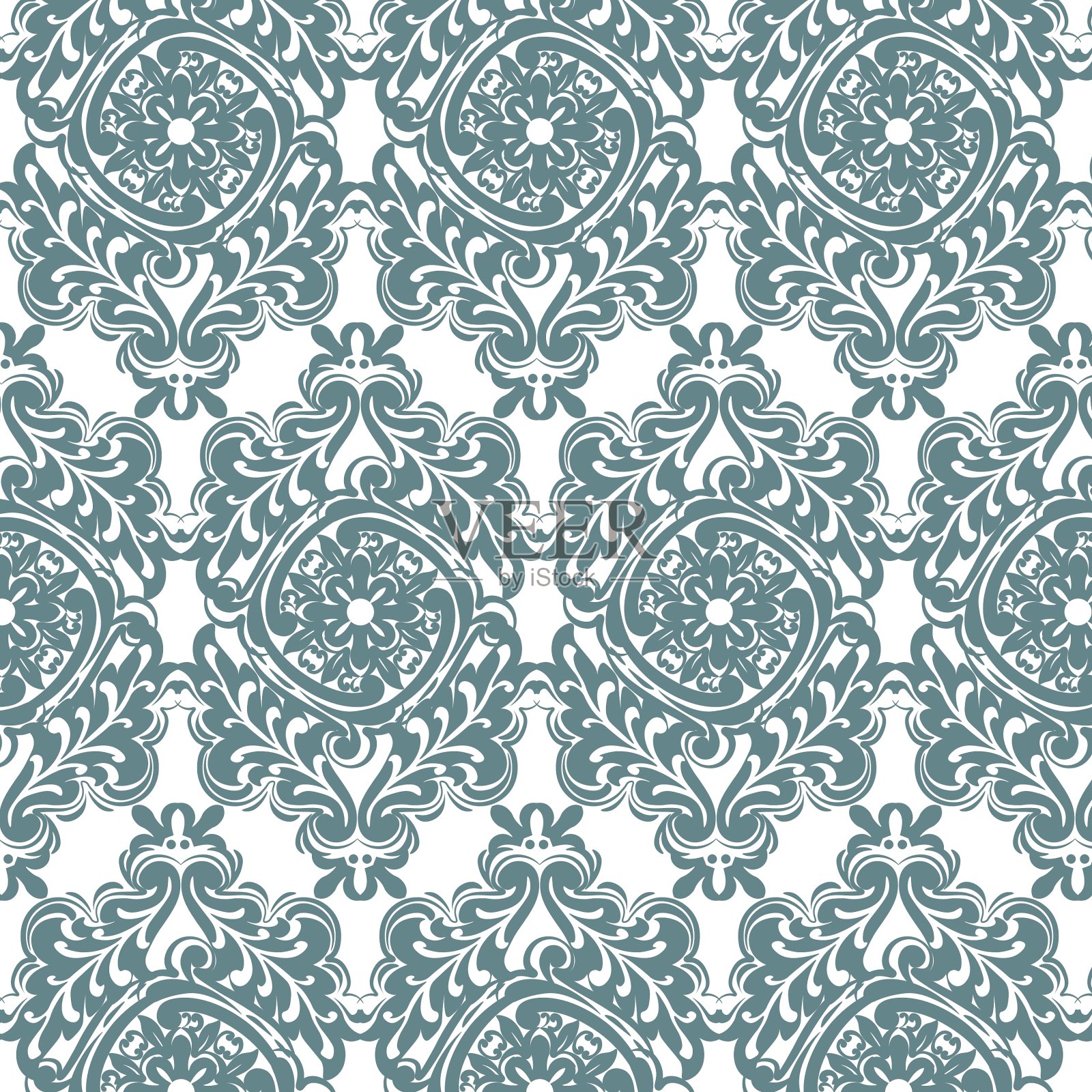 东方风格的花卉图案插画图片素材