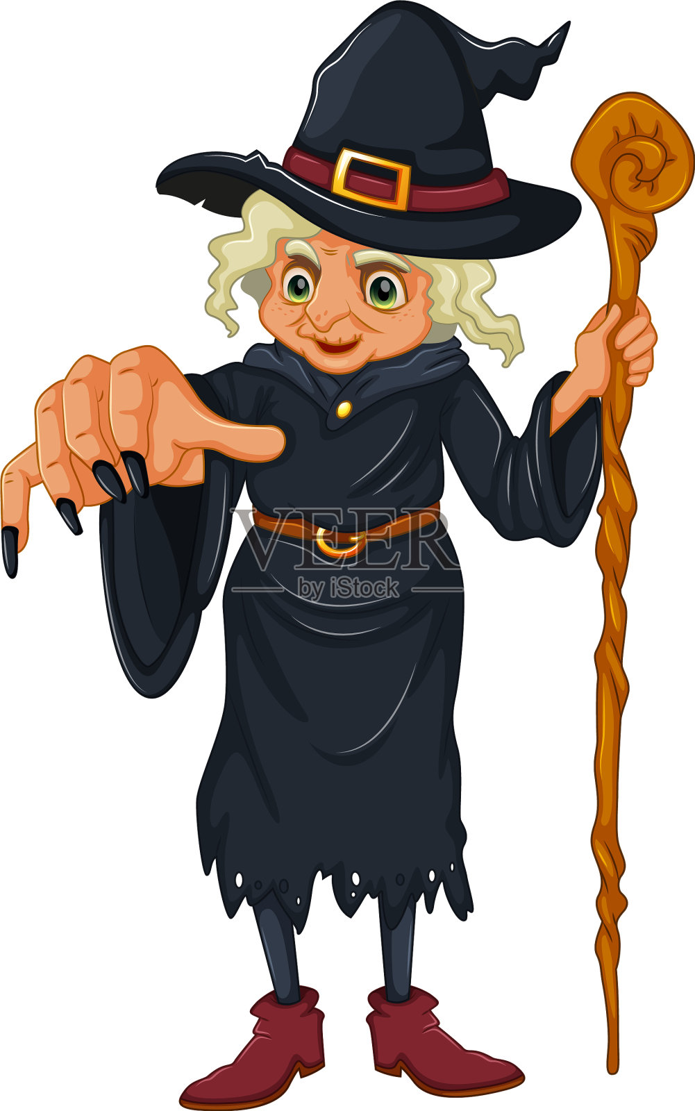 一个拿着木棍的女巫设计元素图片