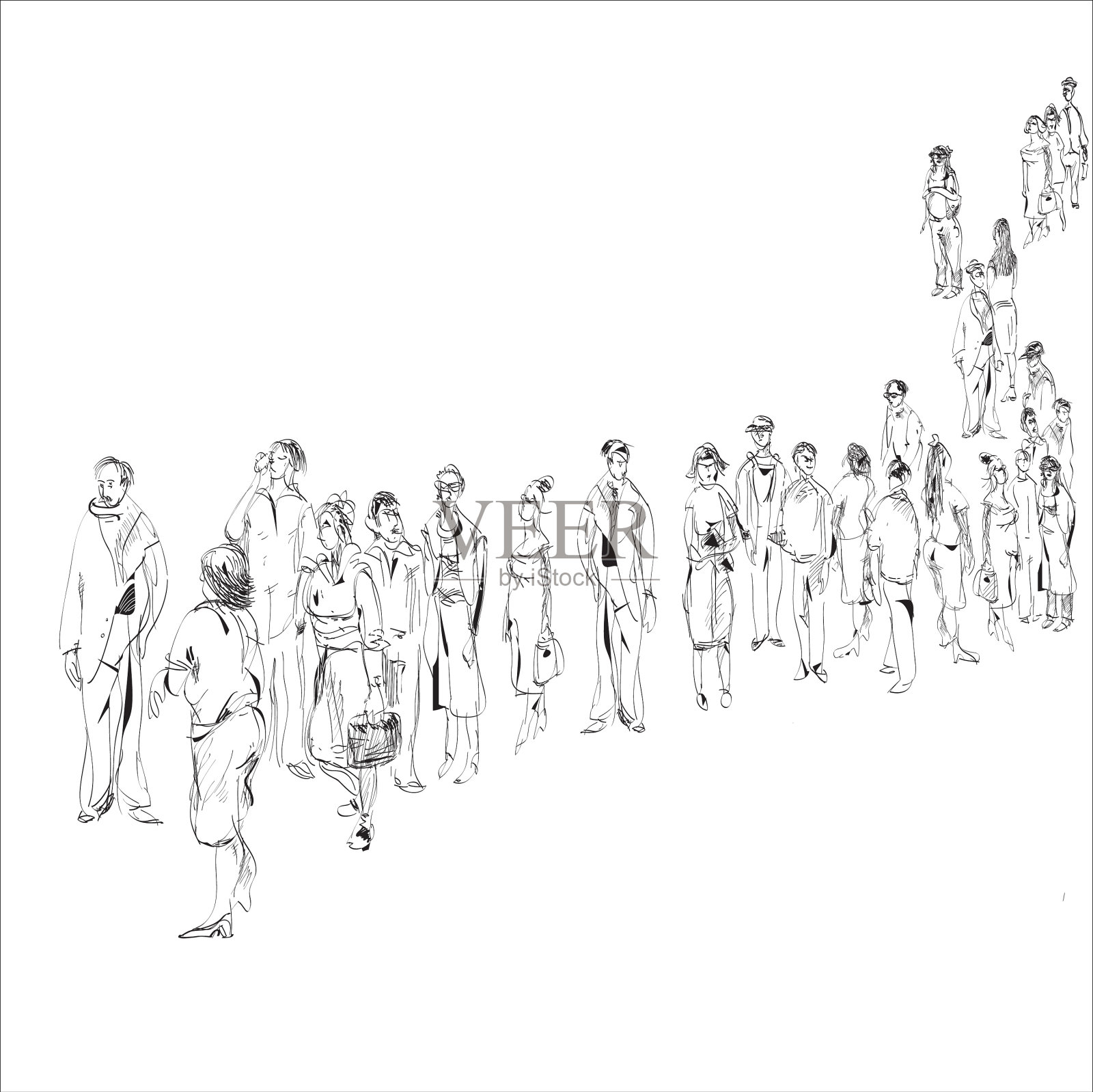 队列插画图片素材