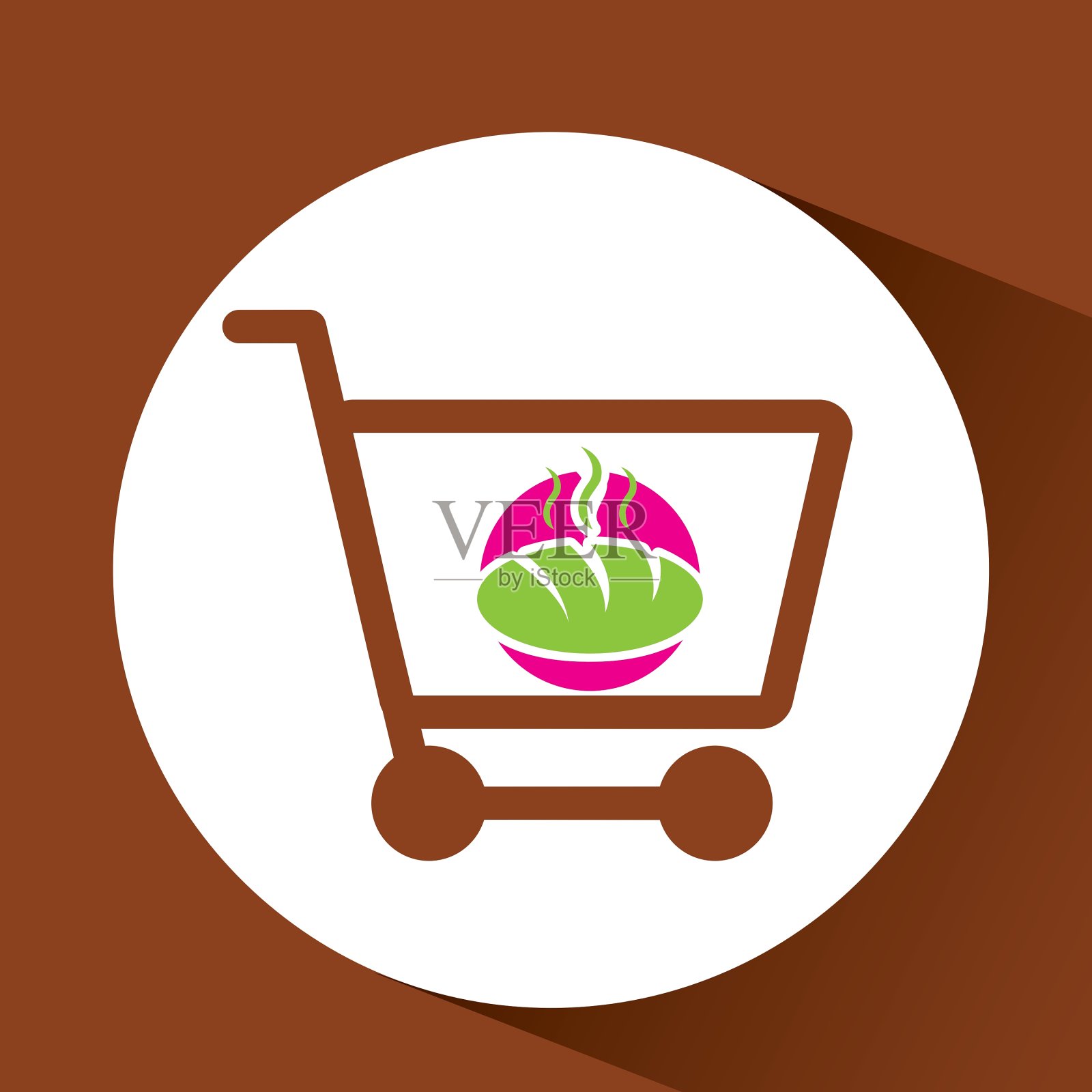 购物车和热面包插画图片素材