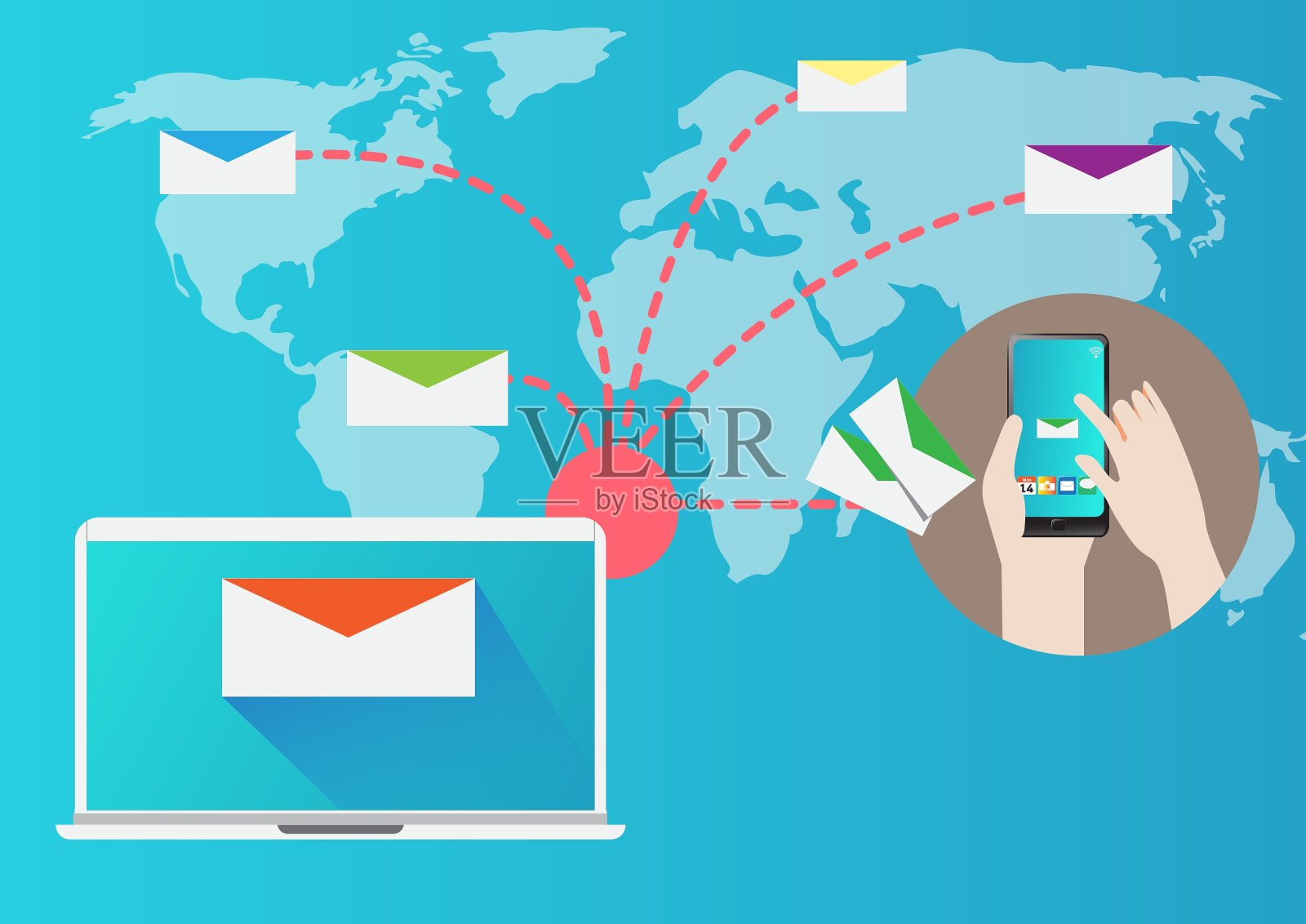 设计电子邮件营销理念插画图片素材