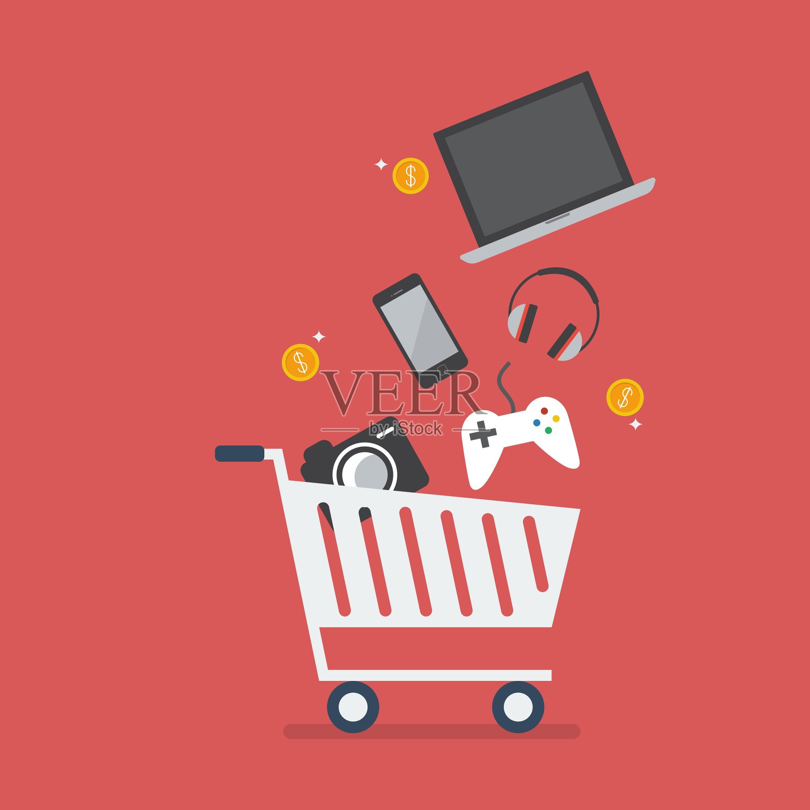 添加小工具到购物车插画图片素材