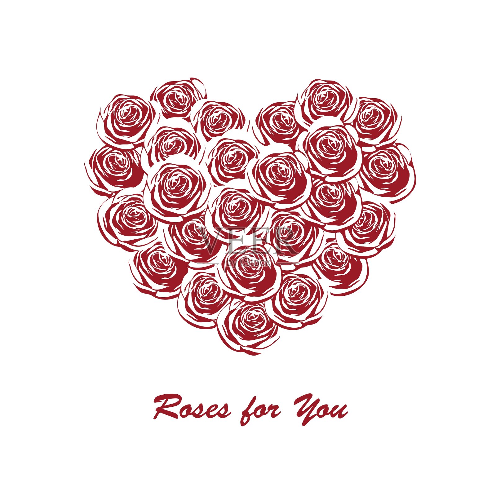 心形的玫瑰插画图片素材