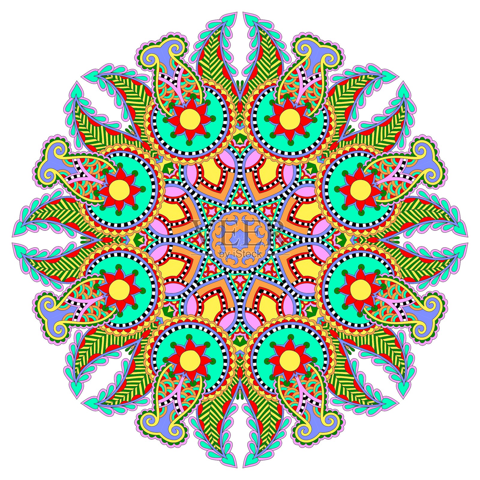 曼荼罗圈装饰印度精神的象征设计元素图片